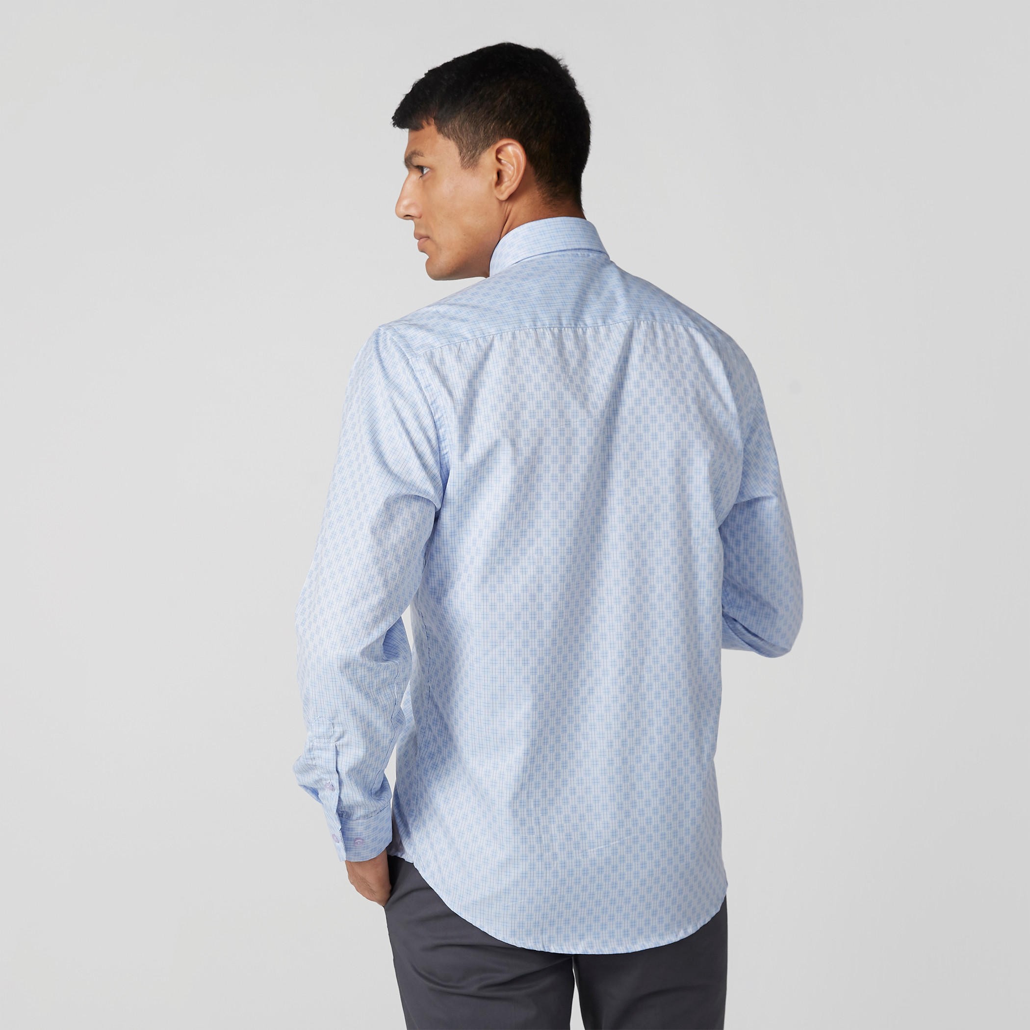 Easy Iron Checked Shirt with Sleeves Placket and Patch Pocket-men-clothing-shirts-image-3