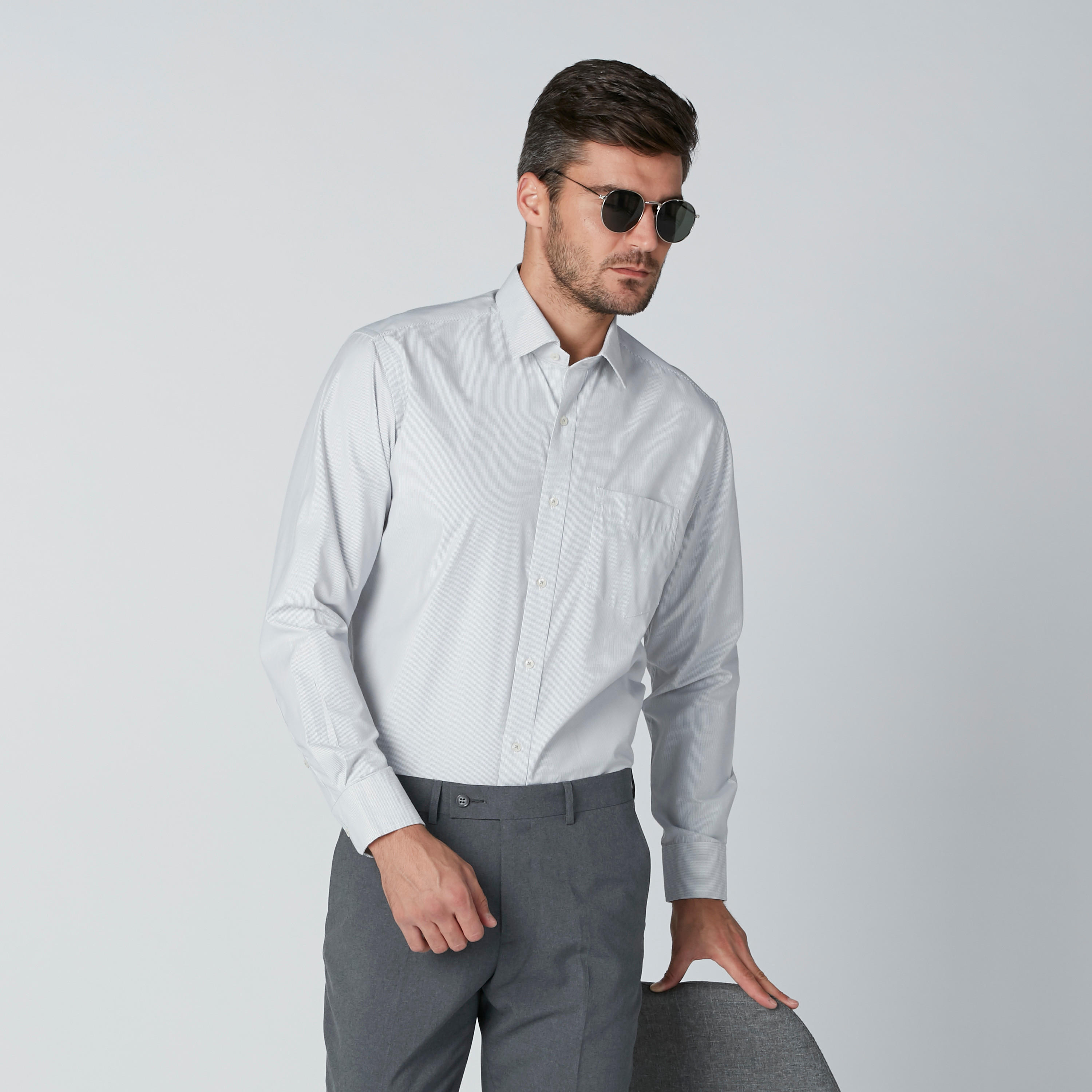 Easy Iron Striped Shirt with Long Sleeves and Complete Placket-men-clothing-shirts-image-3