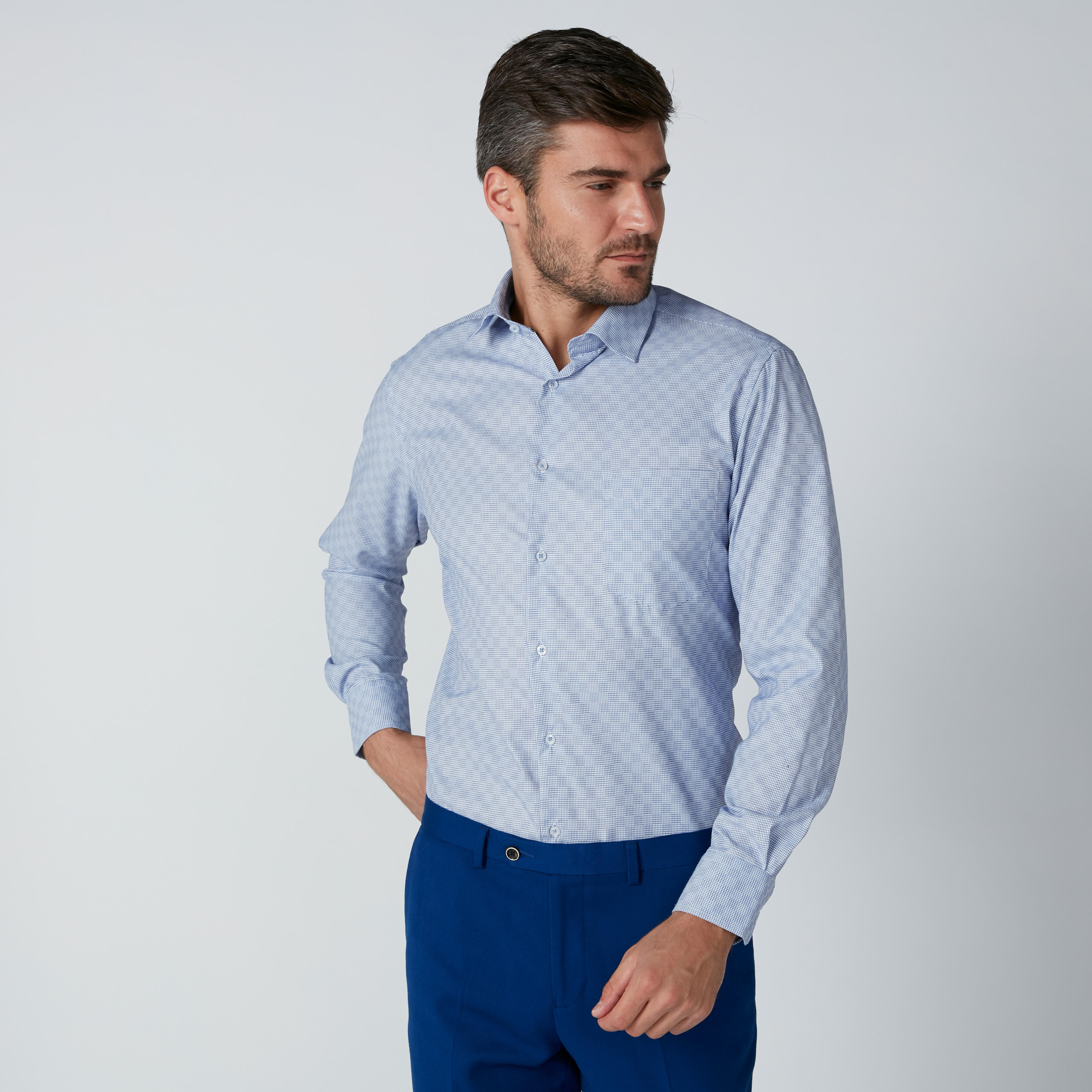 Easy Iron Textured Shirt with Long Sleeves and Chest Pocket-men-clothing-shirts-image-1