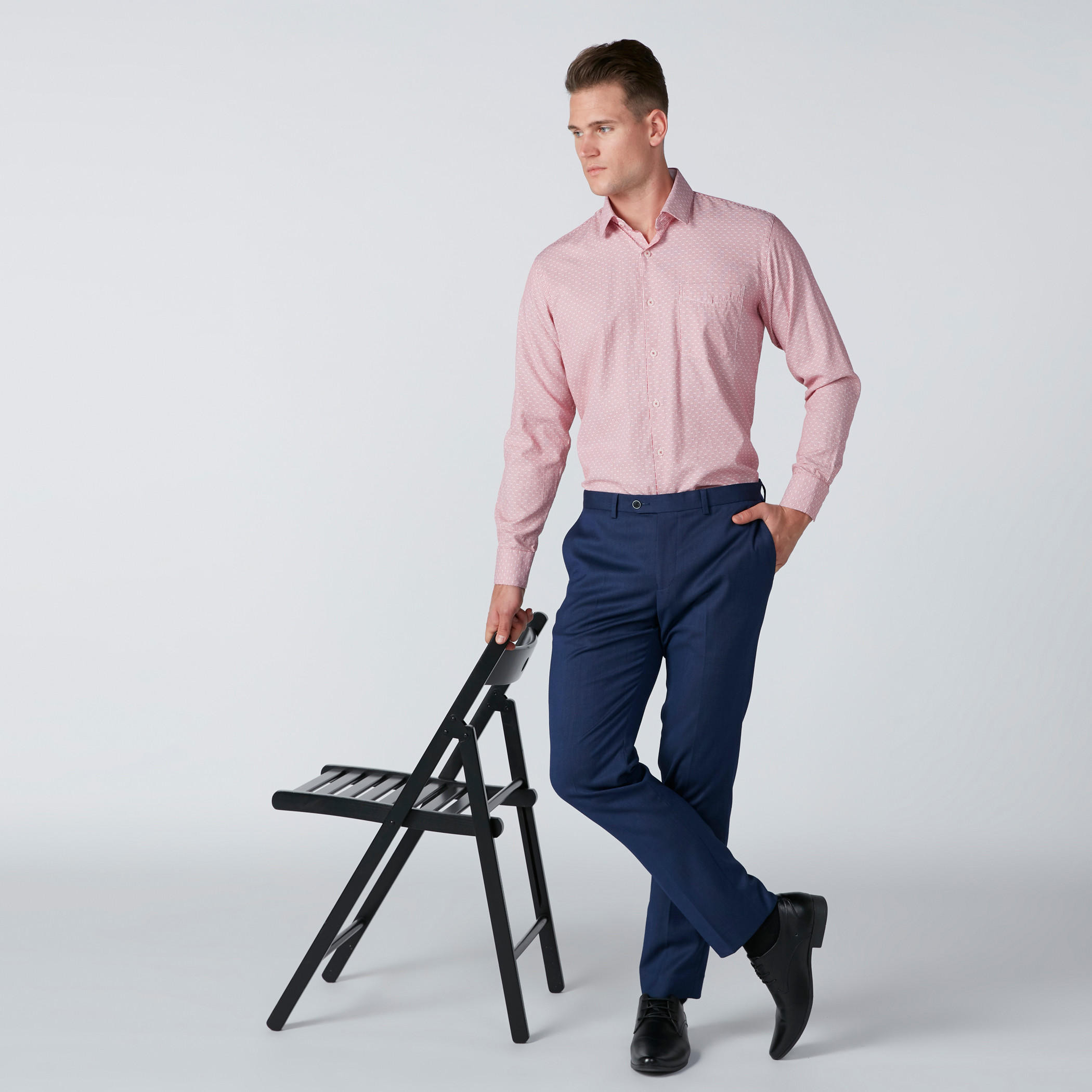 قميص مخطط سهل الكي بأكمام طويلة وجيوب-men-clothing-shirts-image-3
