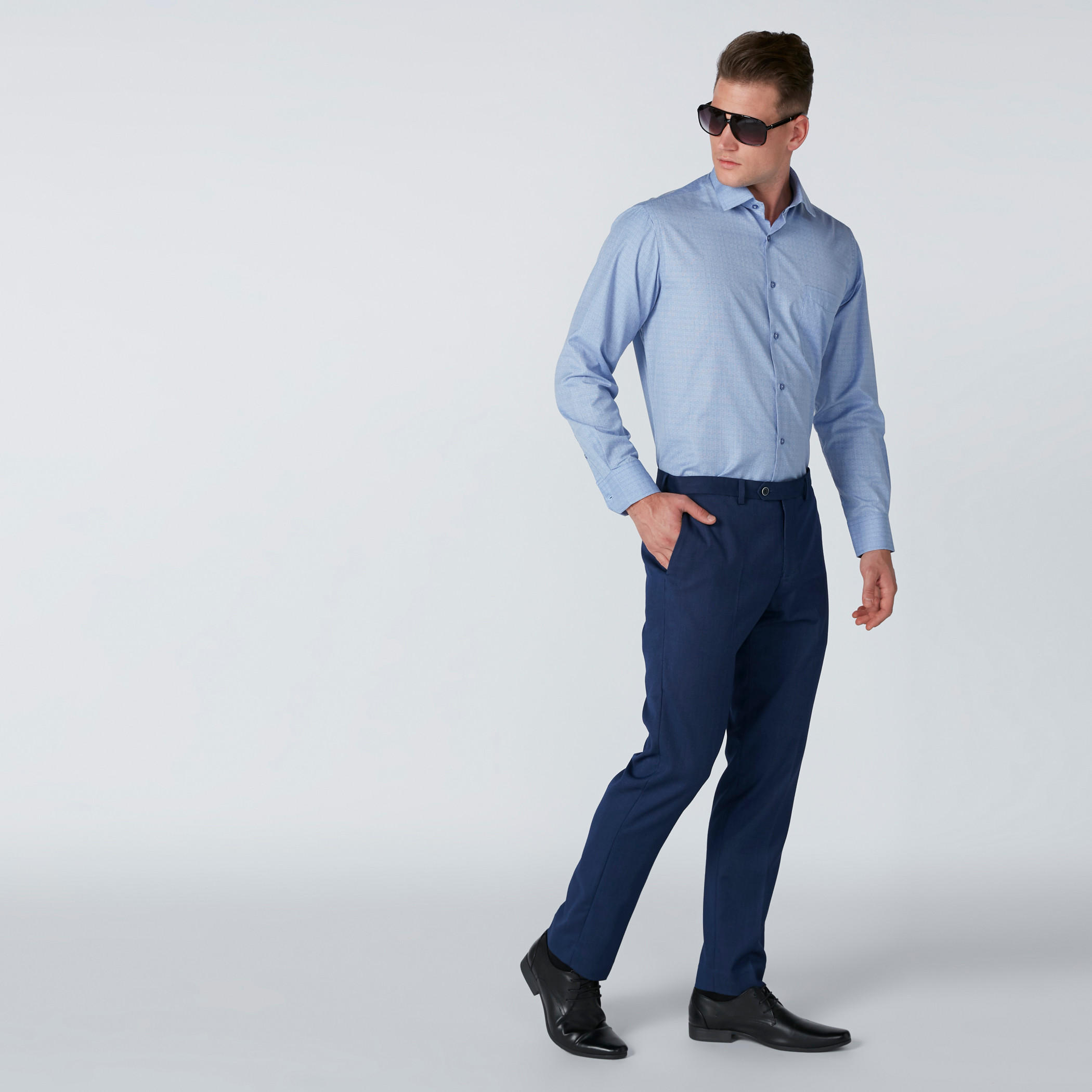 قميص مربعات سهل الكي بقصّة عادية وأكمام طويلة-men-clothing-shirts-image-1