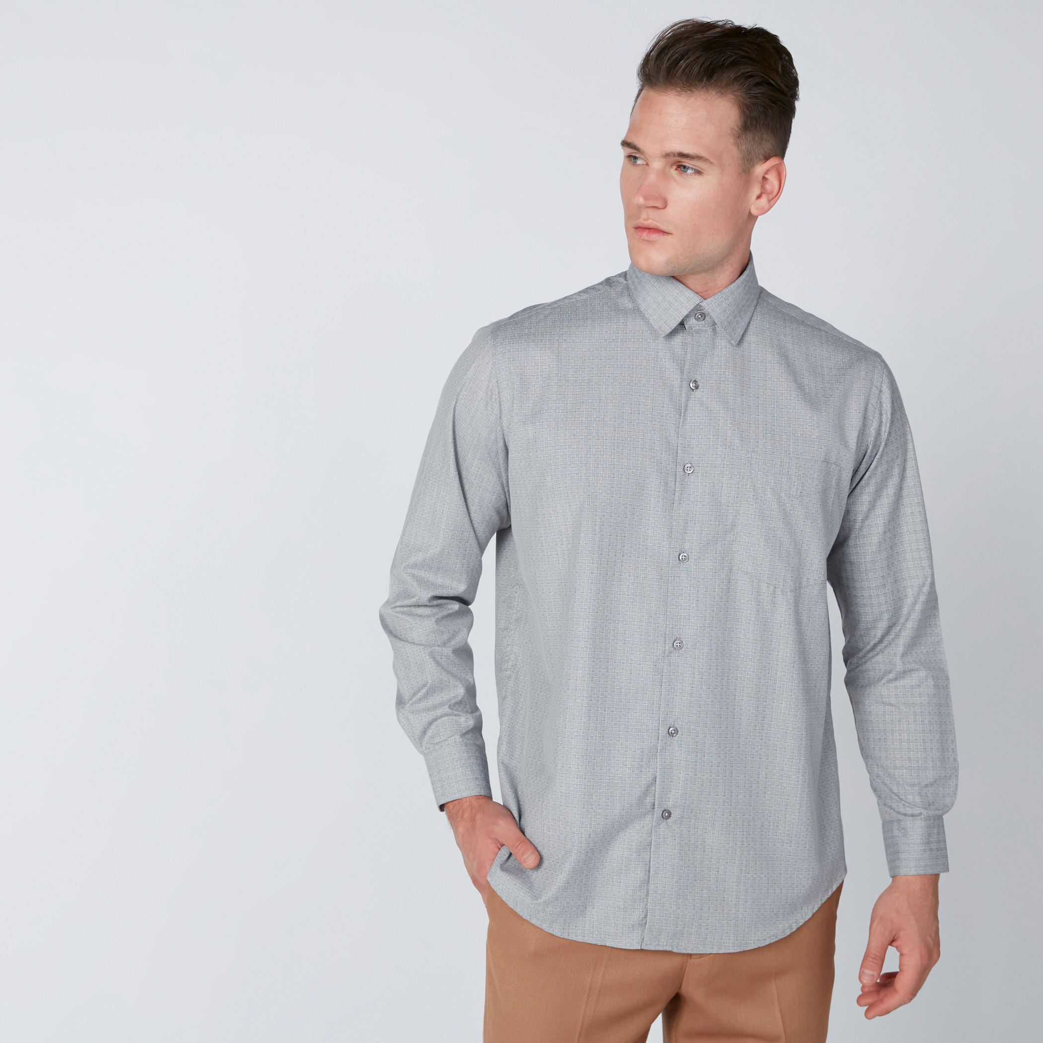 قميص مربعات سهل الكي بأكمام طويلة وأزرار-men-clothing-shirts-image-4