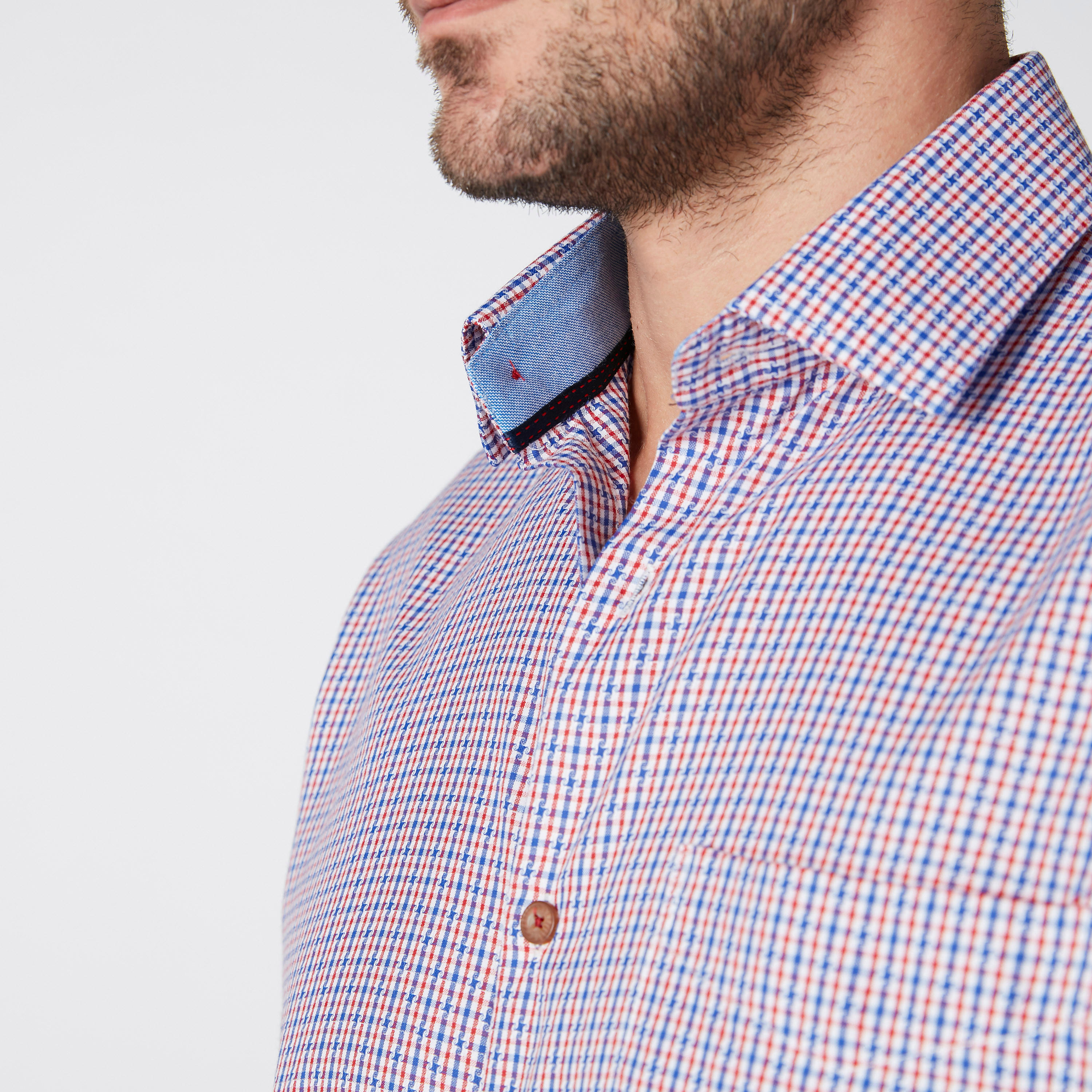 Easy Iron Checked Shirt with Short Sleeves and Complete Placket-men-clothing-shirts-image-4