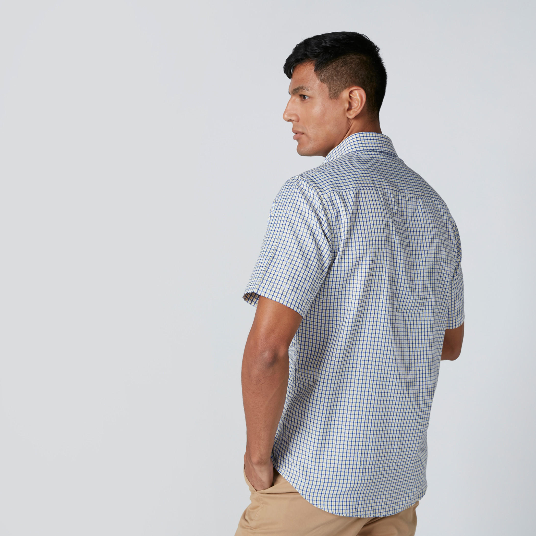 Easy Iron Checked Shirt with Short Sleeves and Complete Placket-men-clothing-shirts-image-2