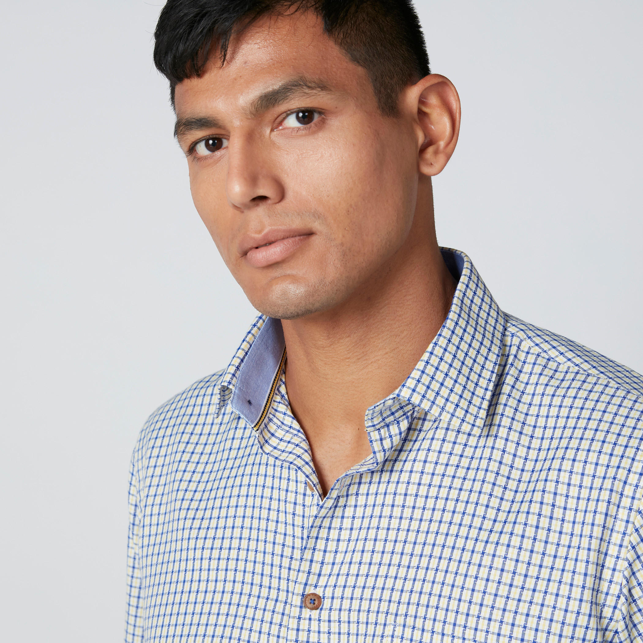 Easy Iron Checked Shirt with Short Sleeves and Complete Placket-men-clothing-shirts-image-4