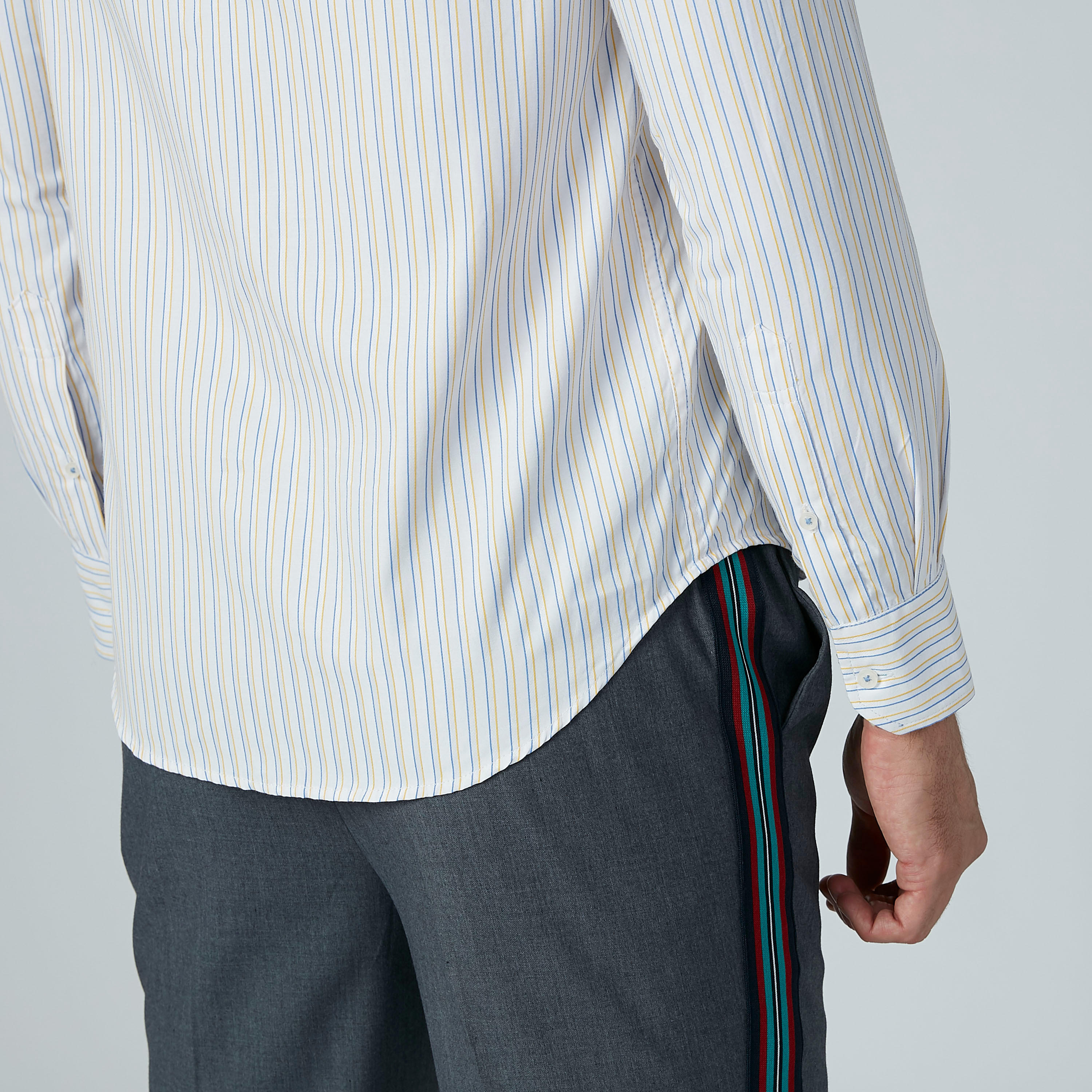 قميص رسمي مخطط سهل الكي بأكمام طويلة وجيب على الصدر-men-clothing-shirts-image-5