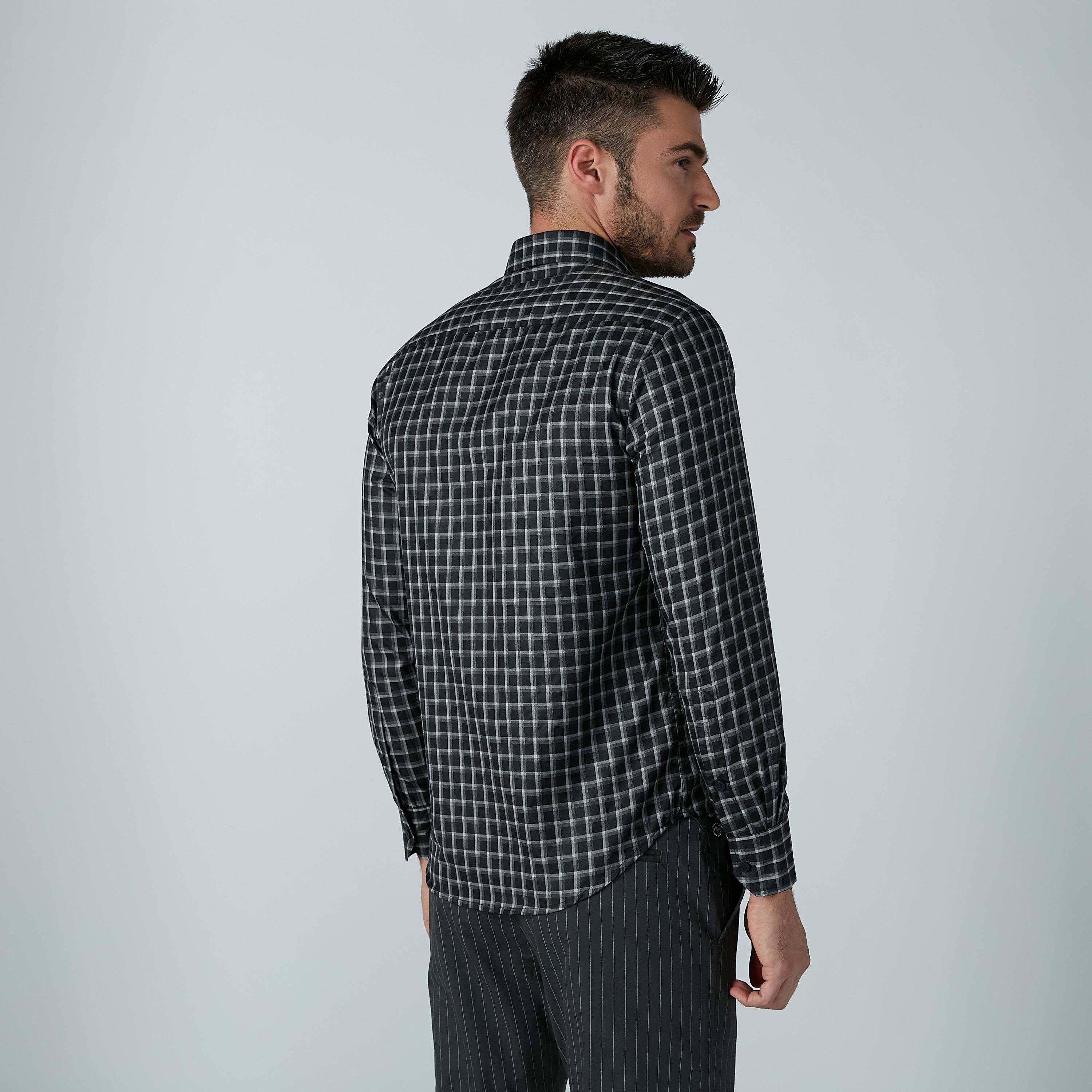 قميص مربعات سهل الكي بأكمام طويلة وأزرار-men-clothing-shirts-image-3