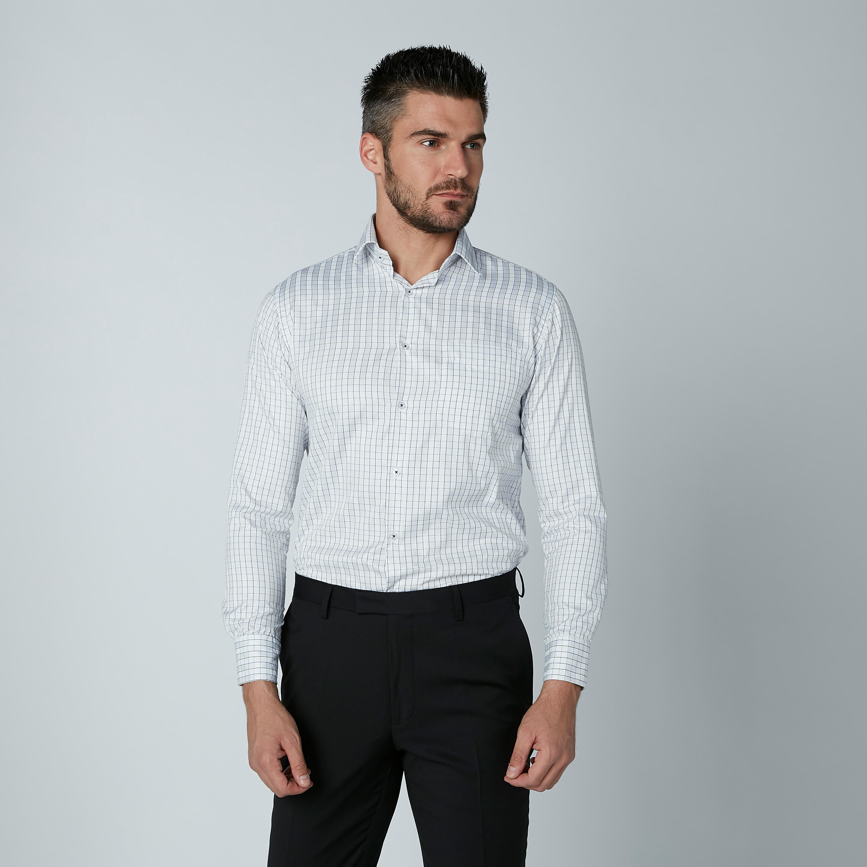 قميص مربعات سهل الكي بأكمام طويلة وأزرار-men-clothing-shirts-image-5