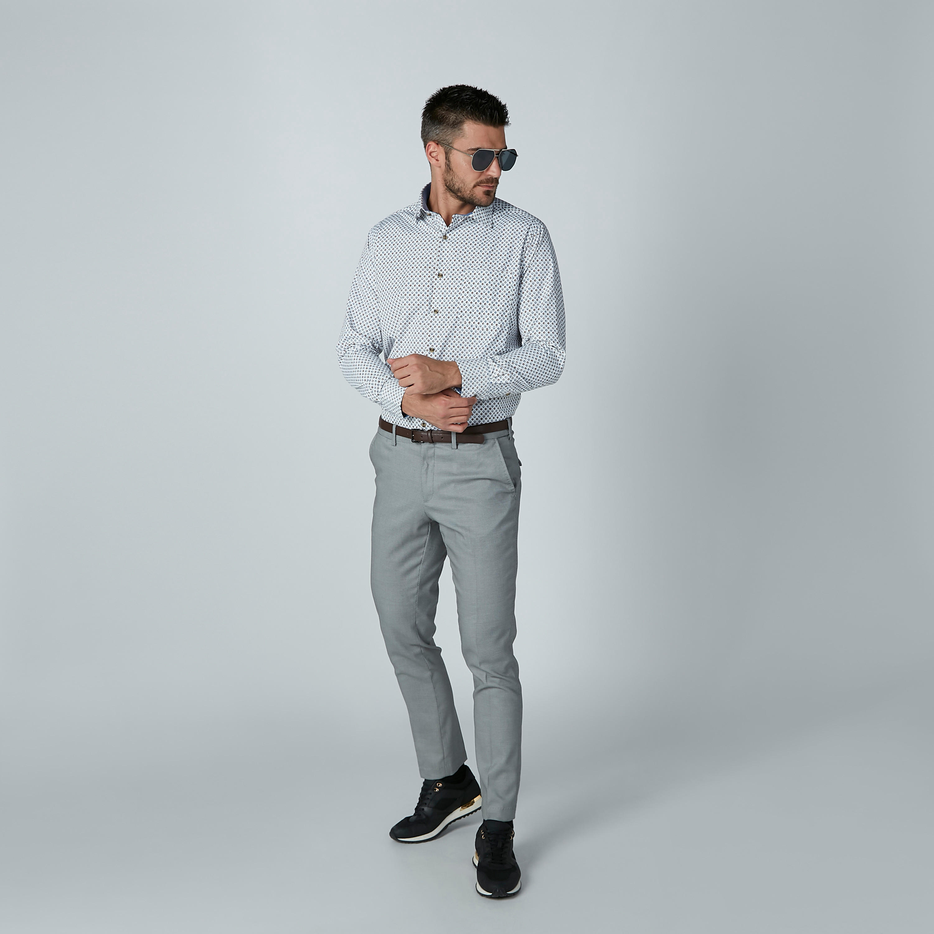 Easy Iron Printed Shirt with Complete Placket with Spread Collar-men-clothing-shirts-image-1