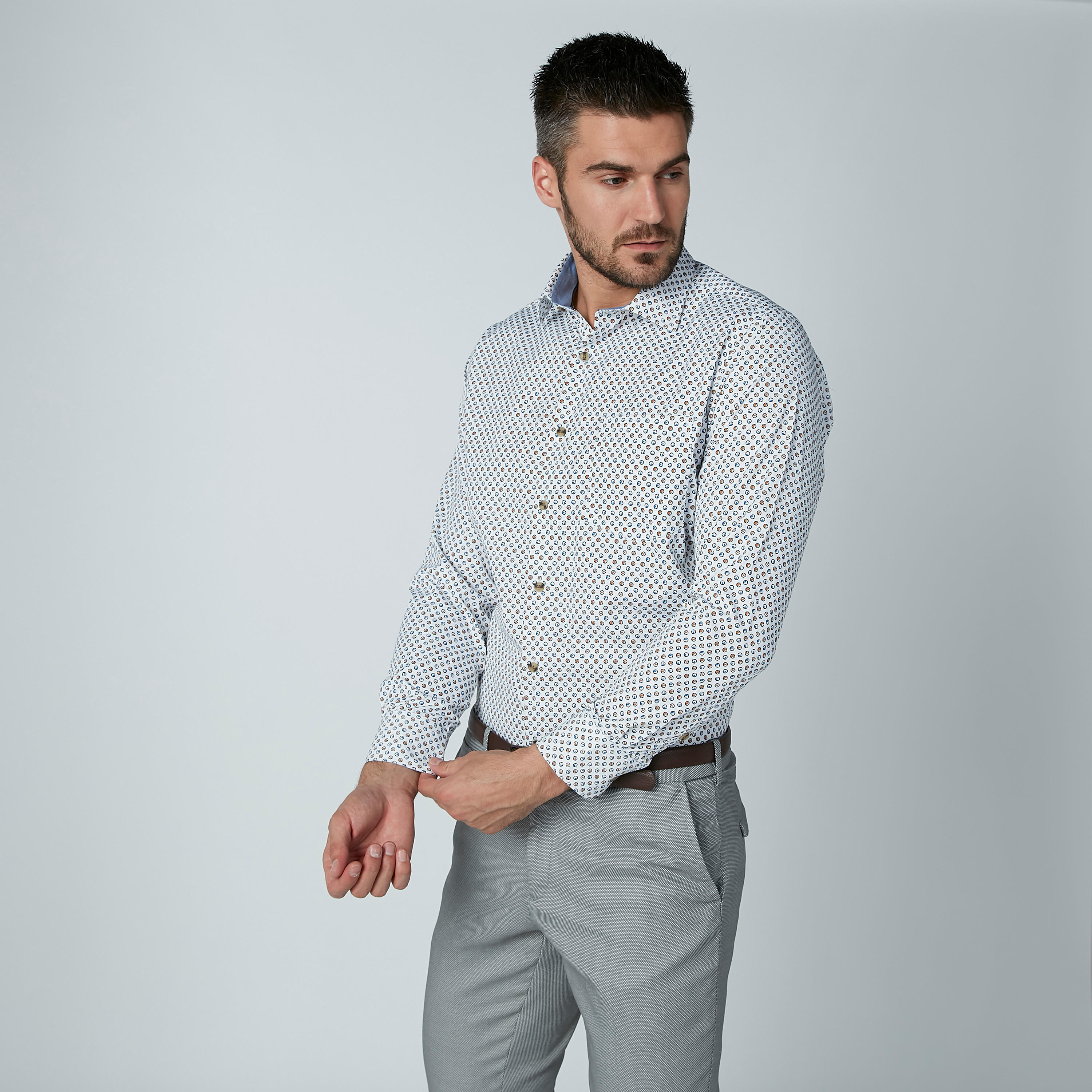 Easy Iron Printed Shirt with Complete Placket with Spread Collar-men-clothing-shirts-image-2