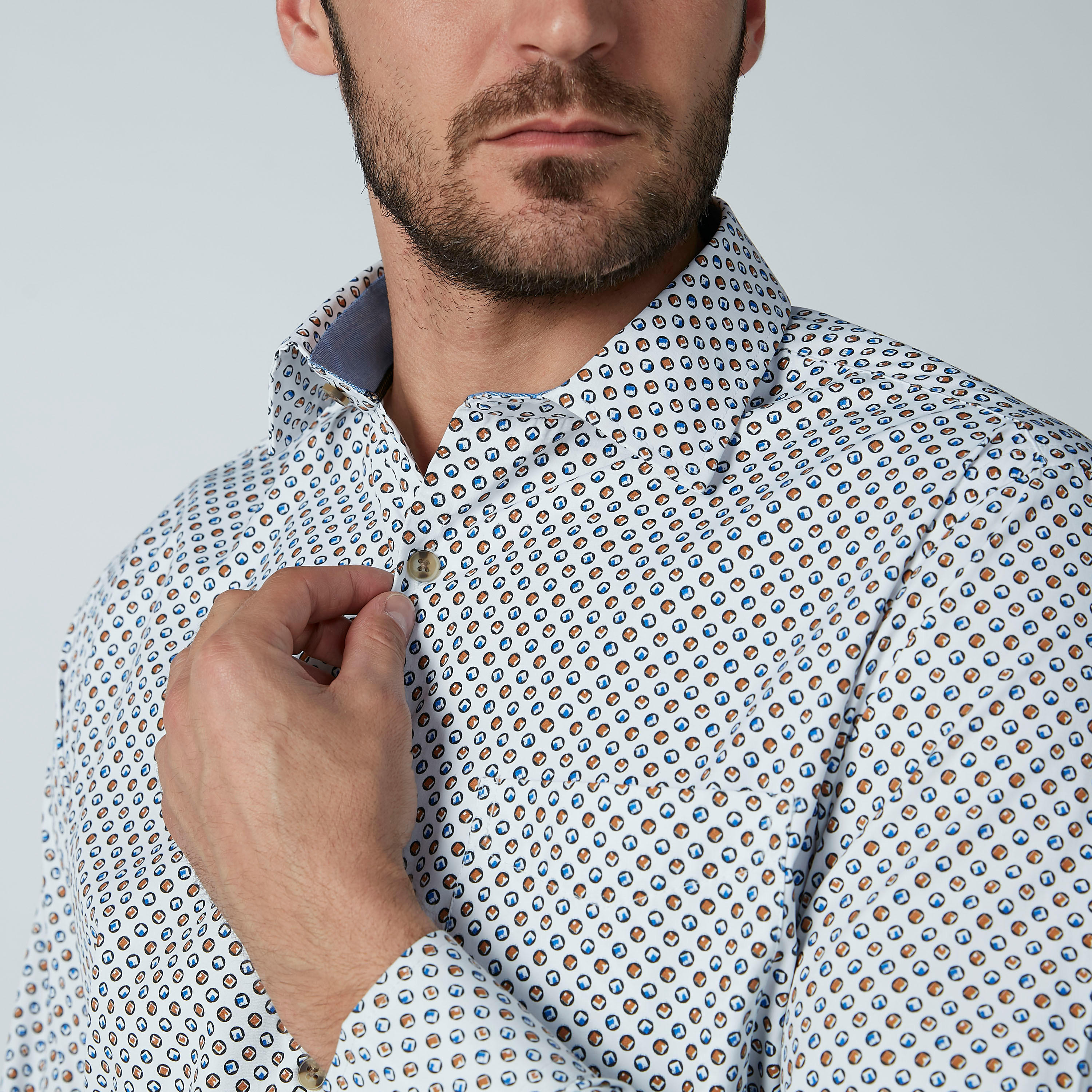 Easy Iron Printed Shirt with Complete Placket with Spread Collar-men-clothing-shirts-image-4