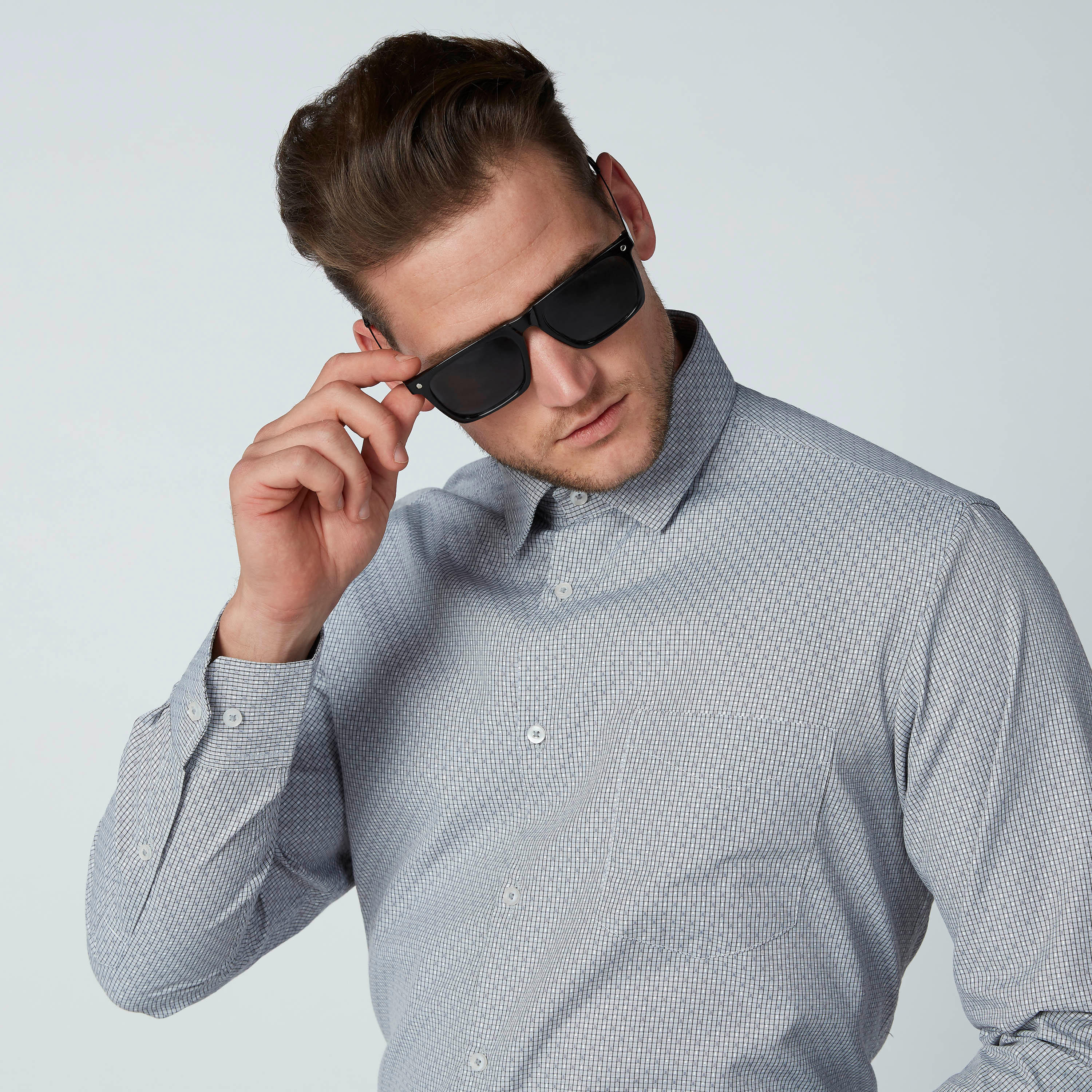 قميص بارز الملمس سهل الكي بياقة عادية وأكمام طويلة-men-clothing-shirts-image-2