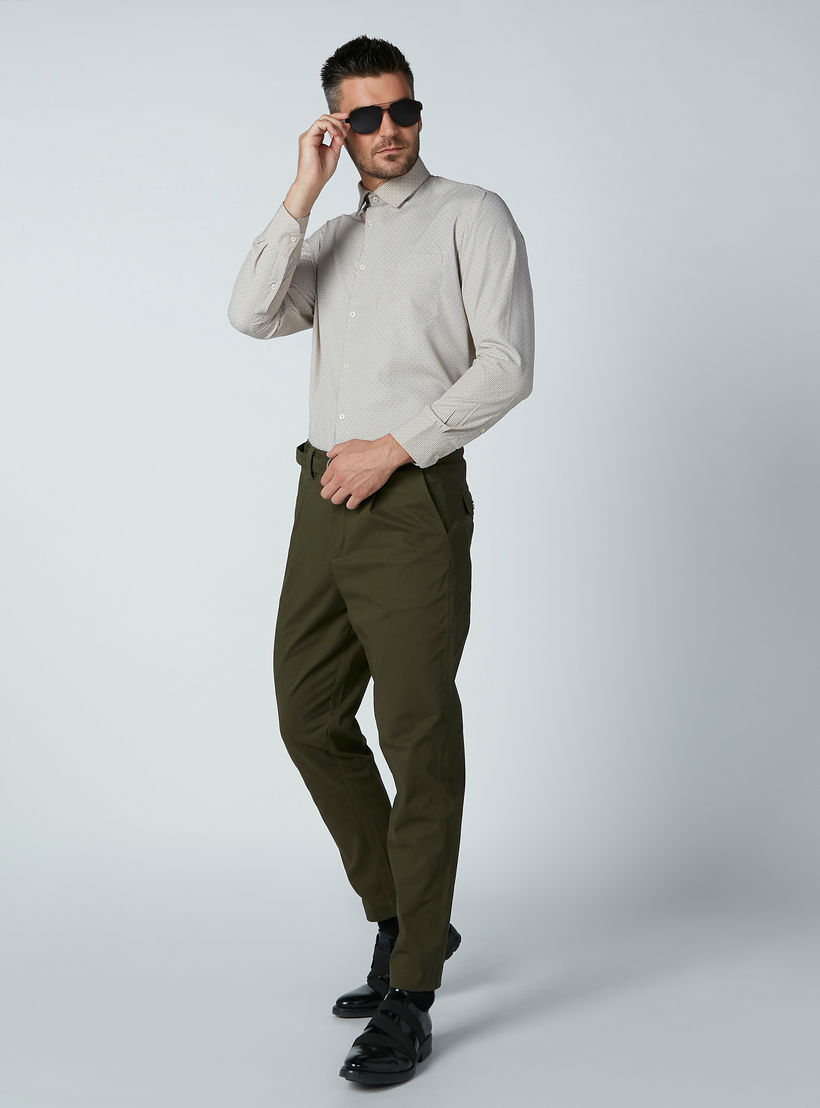 قميص مربعات سهل الكي بأكمام طويلة وجيب على الصدر-men-clothing-shirts-image-2