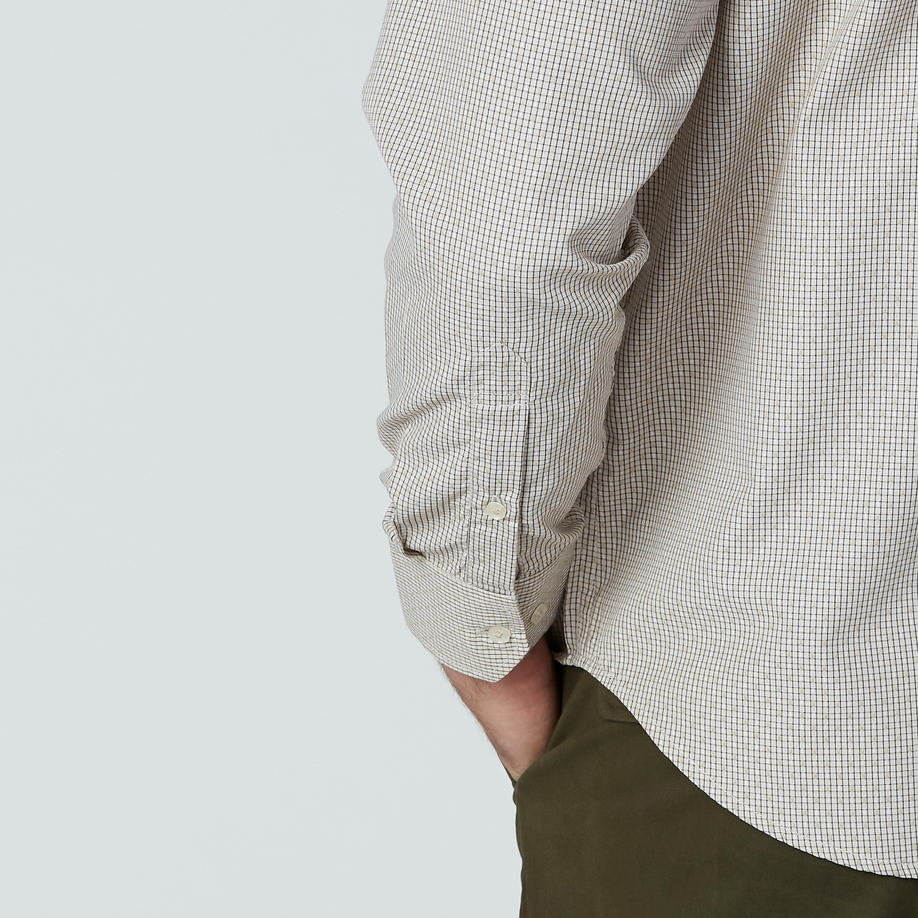 قميص مربعات سهل الكي بأكمام طويلة وجيب على الصدر-men-clothing-shirts-image-4