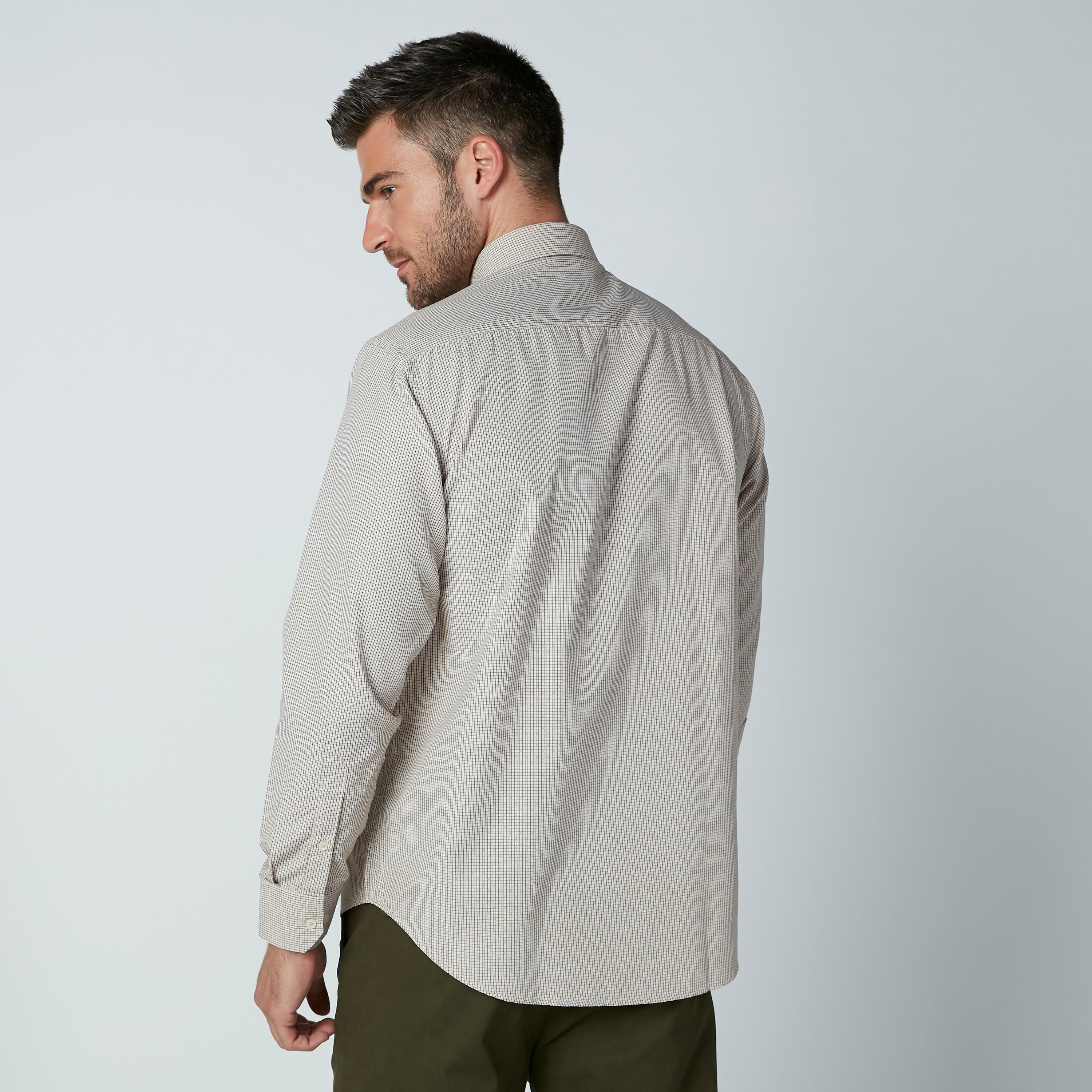 قميص مربعات سهل الكي بأكمام طويلة وجيب على الصدر-men-clothing-shirts-image-5