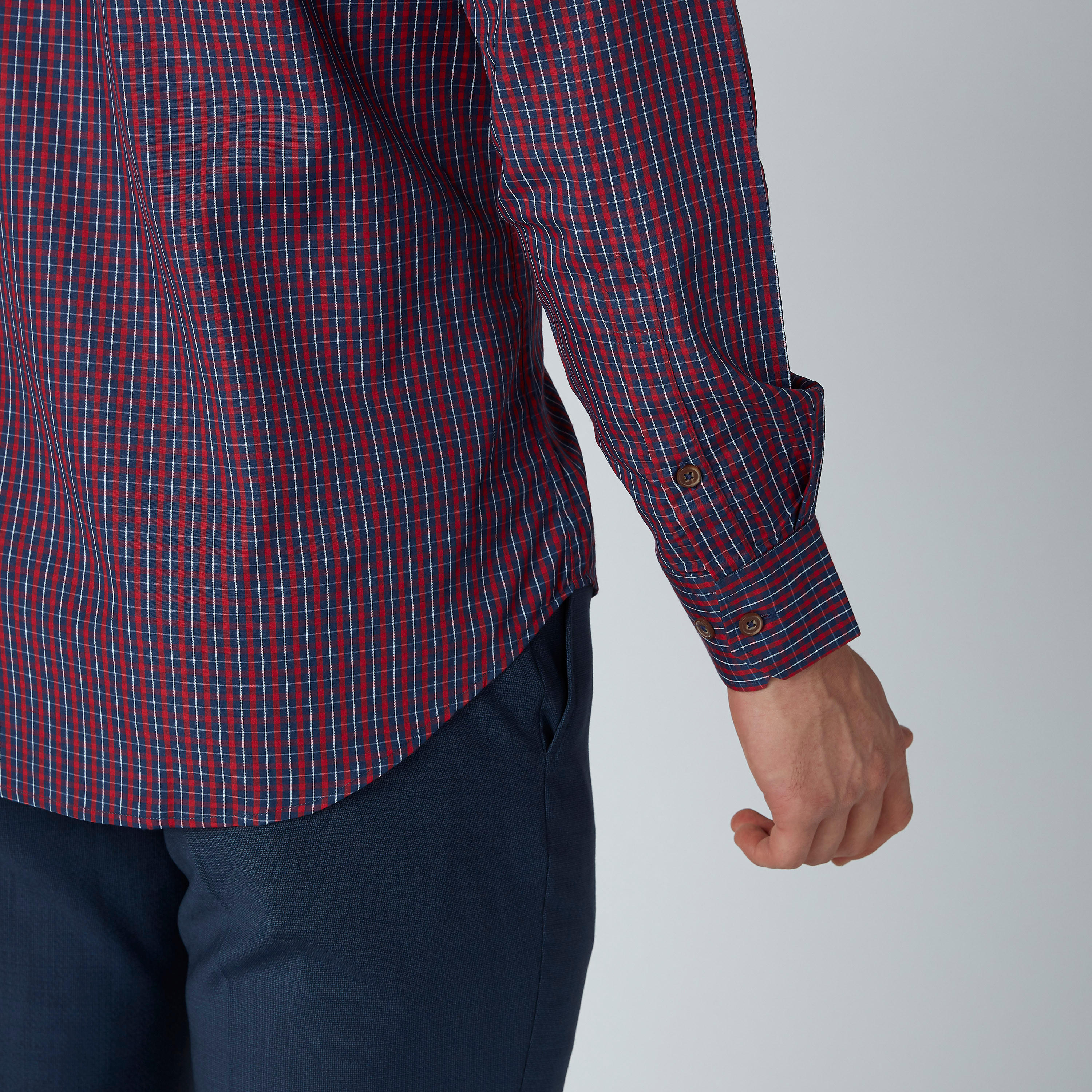 قميص مربعات سهل الكي بأكمام طويلة وأزرار-men-clothing-shirts-image-2