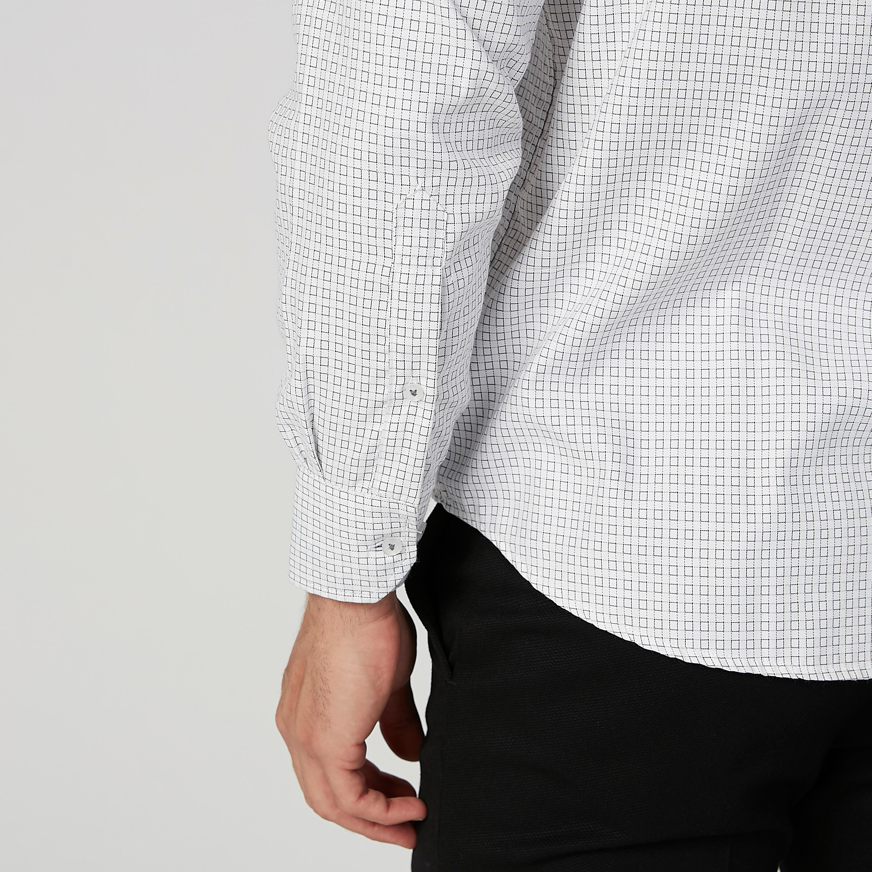 قميص مربعات سهل الكي بأكمام طويلة وجيب على الصدر-men-clothing-shirts-image-5