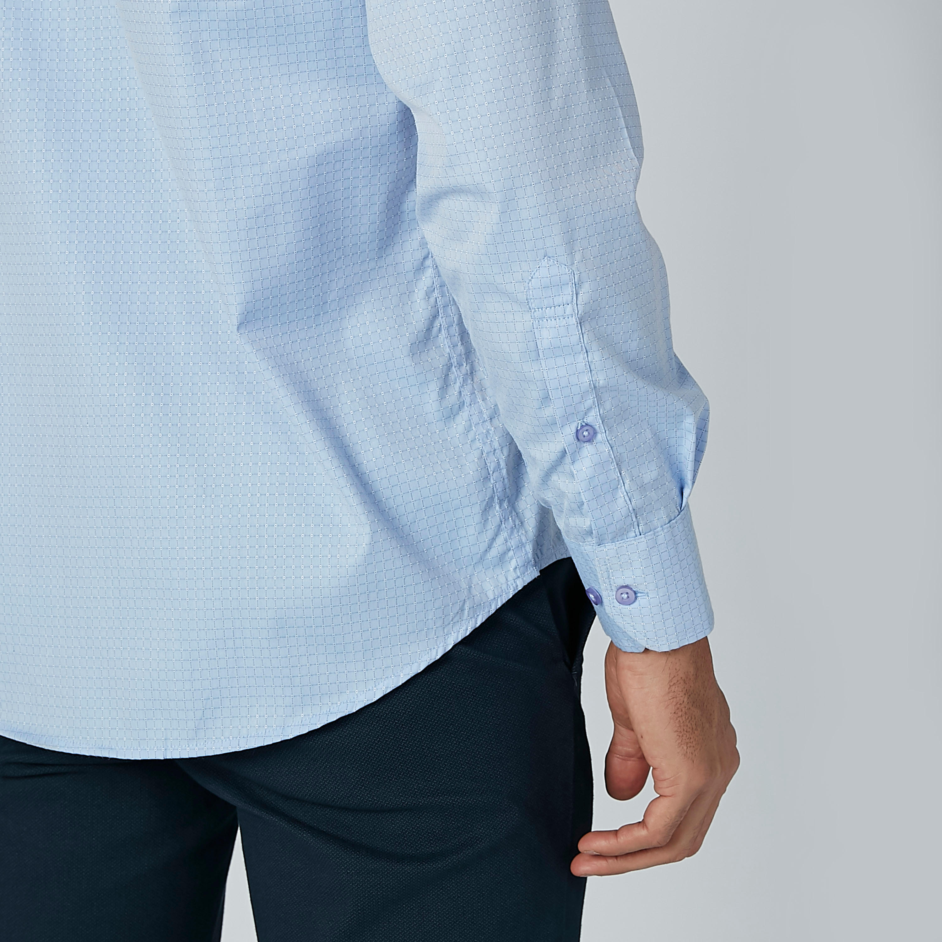 قميص مربعات سهل الكي بأكمام طويلة وجيب على الصدر-men-clothing-shirts-image-5
