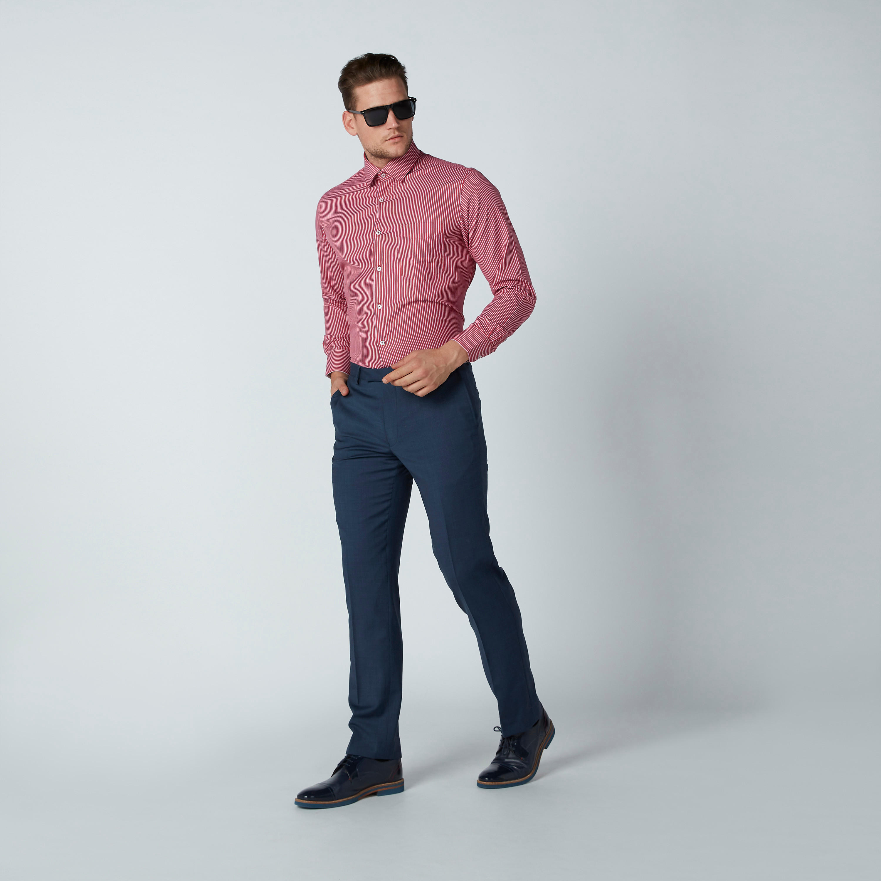 قميص رسمي مخطط سهل الكي بياقة عادية وأكمام طويلة-men-clothing-shirts-image-1