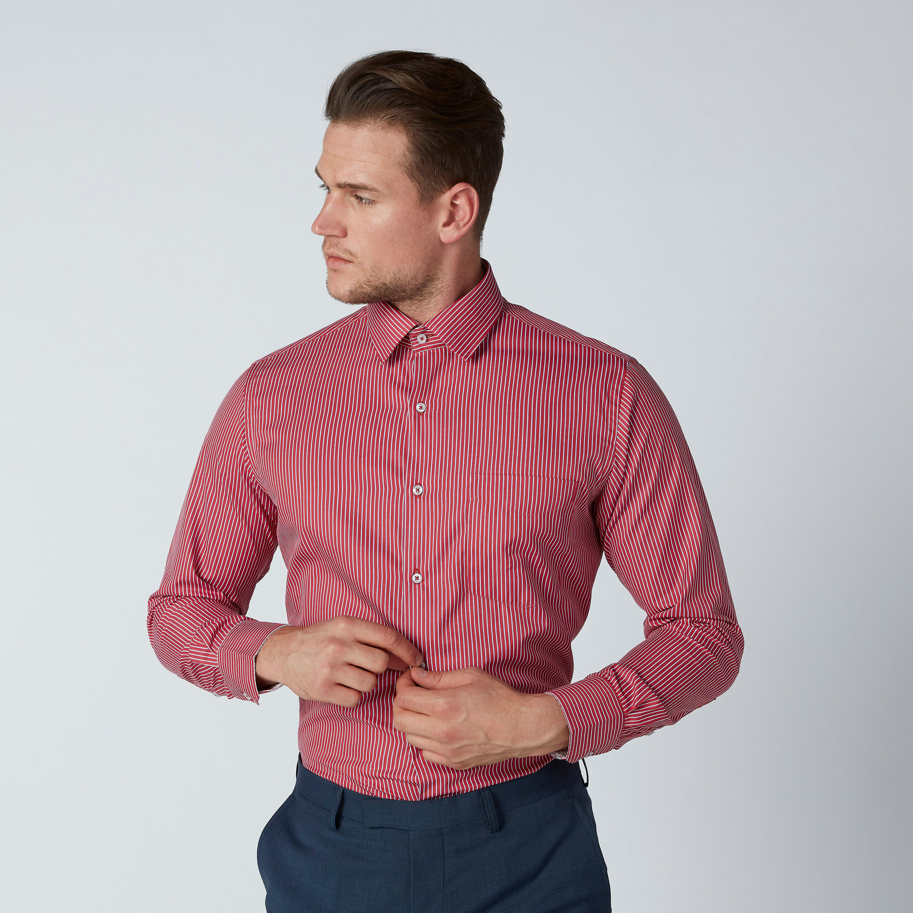 قميص رسمي مخطط سهل الكي بياقة عادية وأكمام طويلة-men-clothing-shirts-image-2