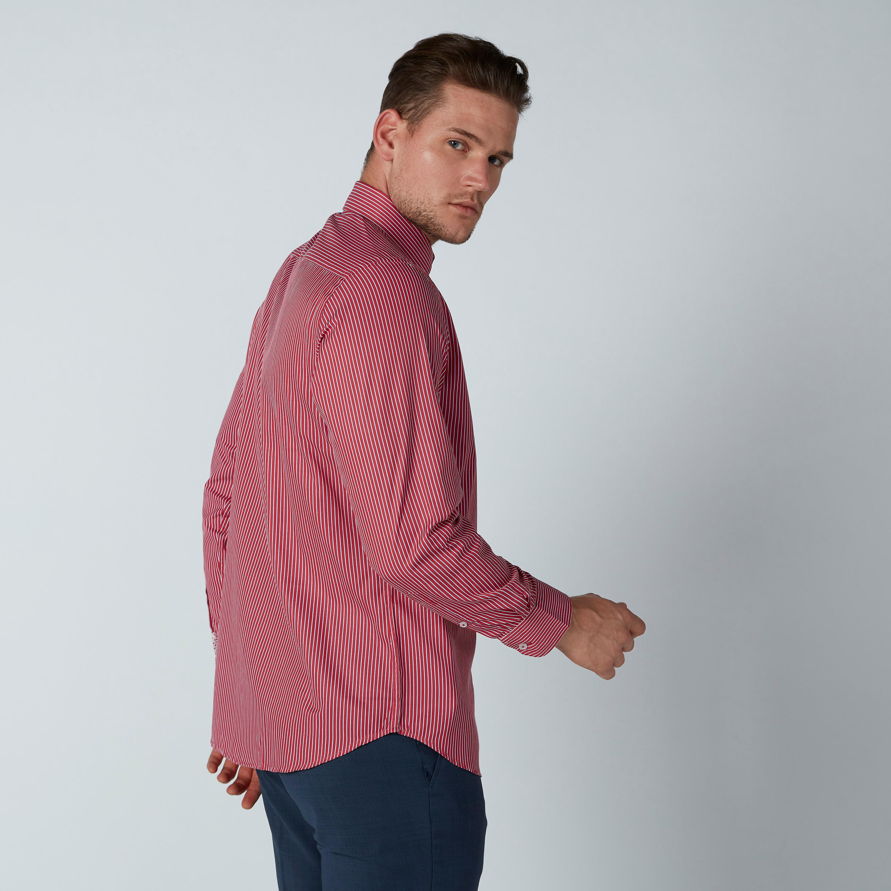 قميص رسمي مخطط سهل الكي بياقة عادية وأكمام طويلة-men-clothing-shirts-image-4