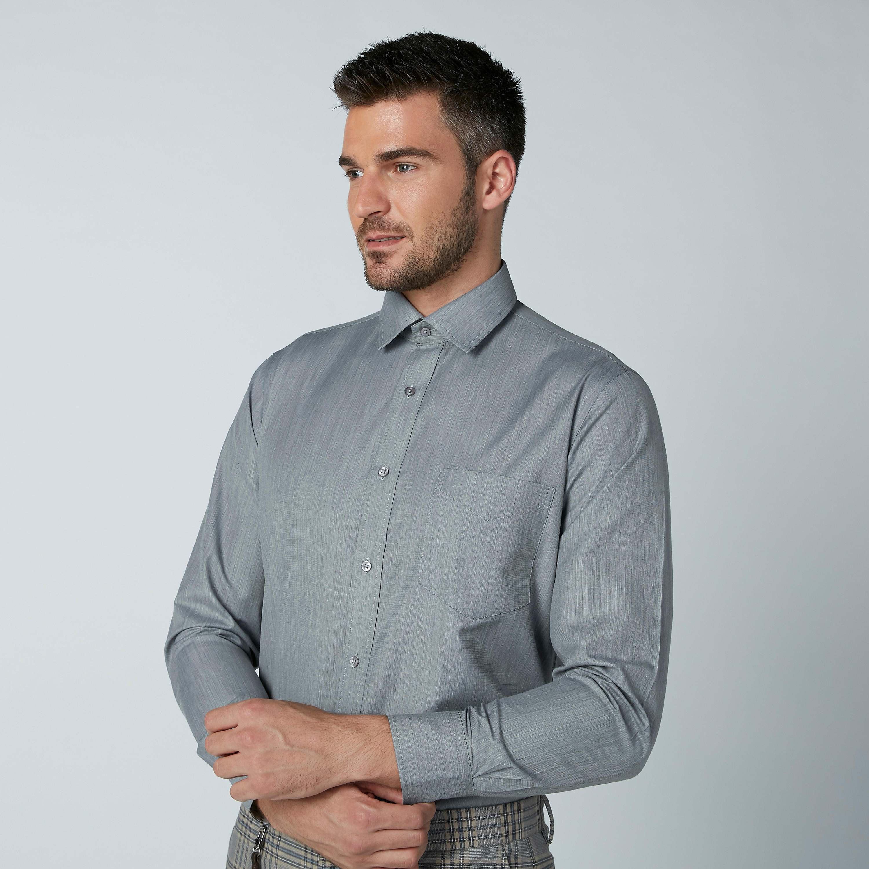 Easy Iron Formal Shirt with Long Sleeves and Chest Pocket Detail-men-clothing-shirts-image-1
