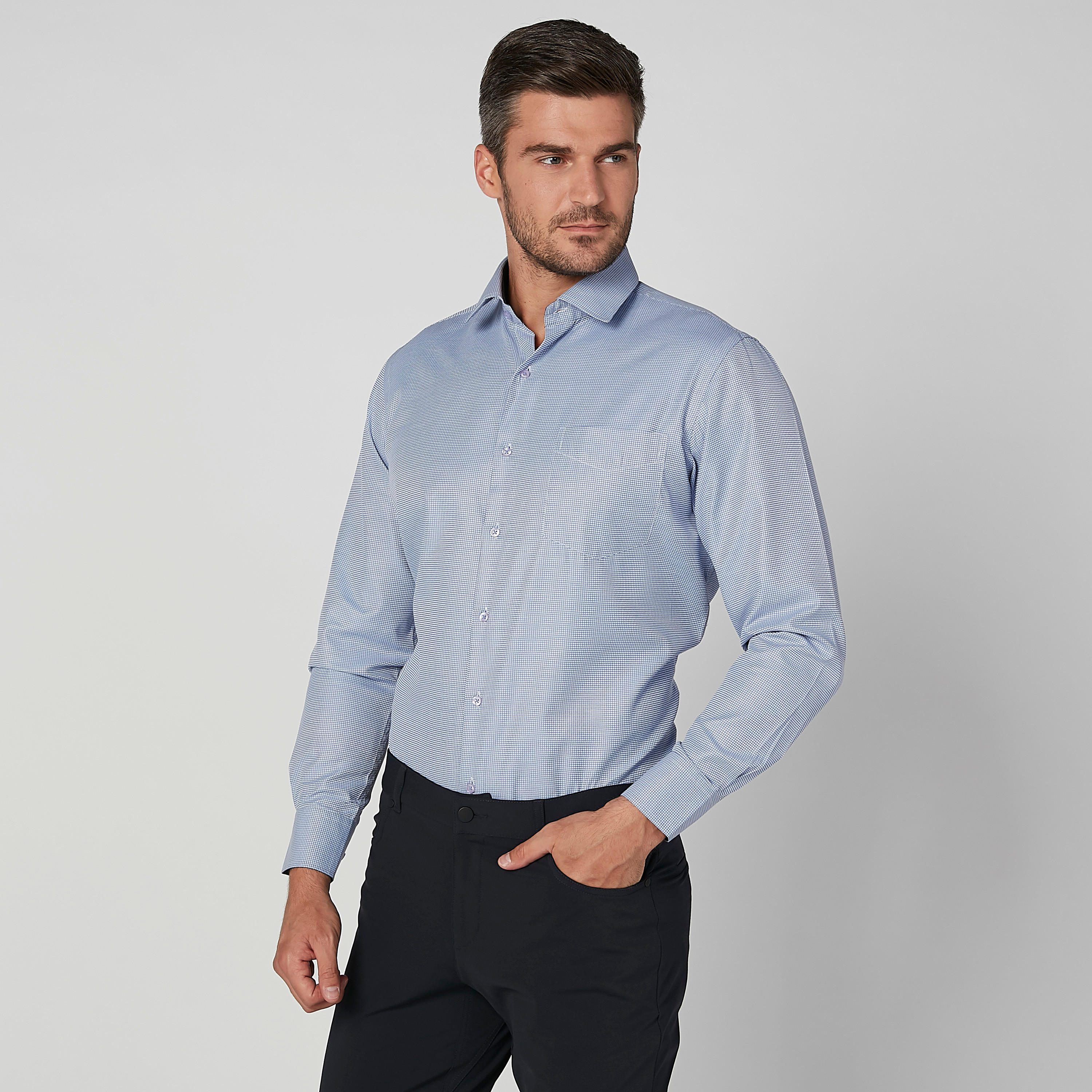 قميص مربعات سهل الكي بأكمام طويلة وجيب خارجي-men-clothing-shirts-image-5