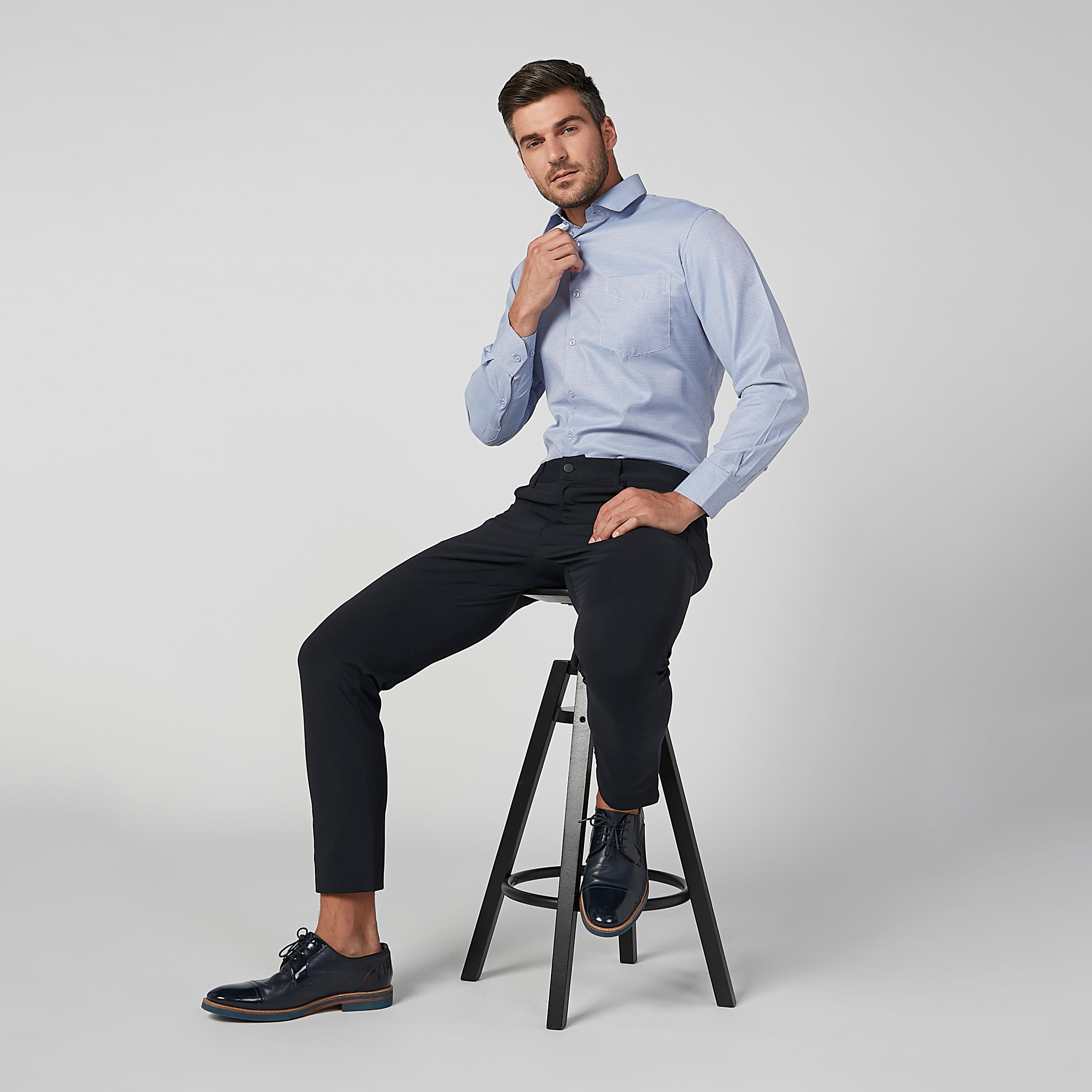 قميص مربعات سهل الكي بأكمام طويلة وجيب خارجي-men-clothing-shirts-image-4