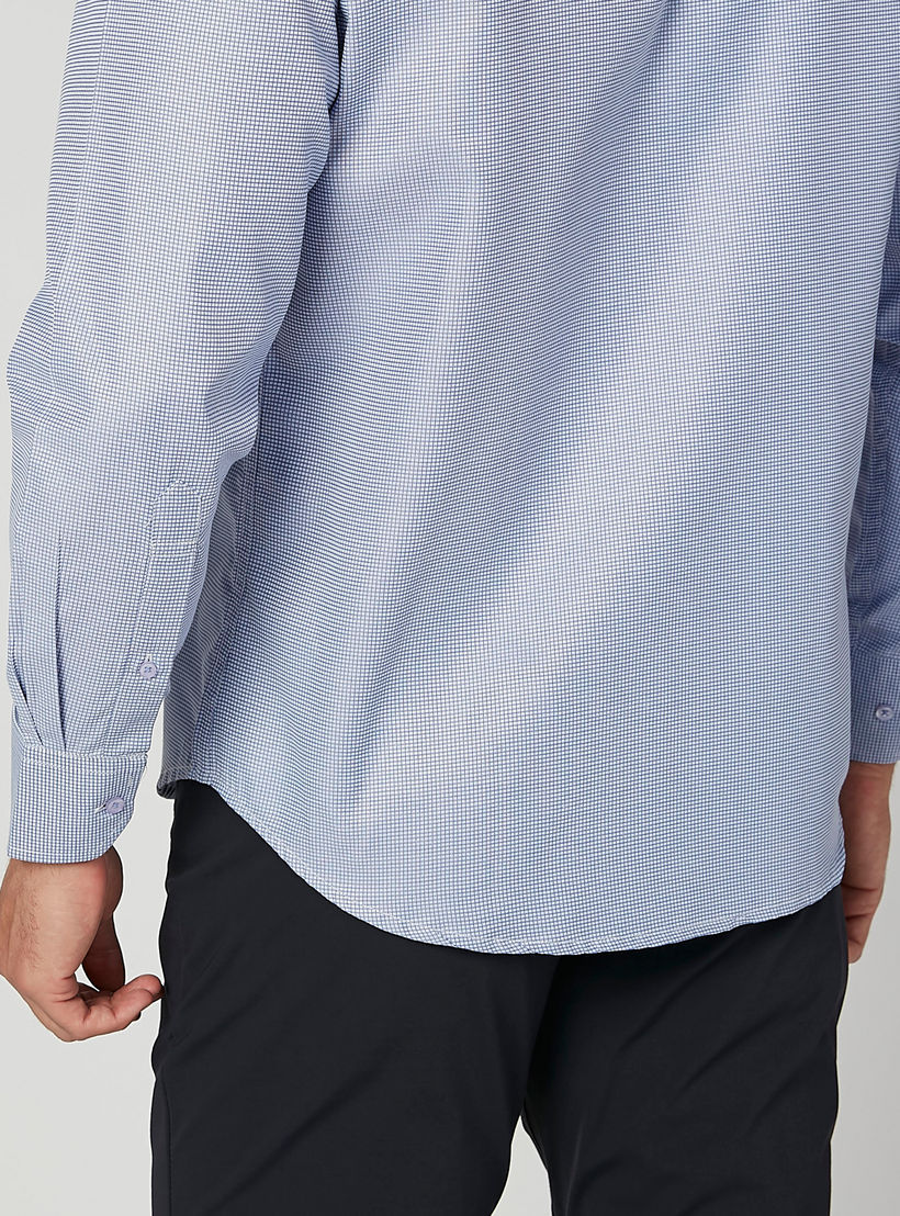 قميص مربعات سهل الكي بأكمام طويلة وجيب خارجي-men-clothing-shirts-image-2