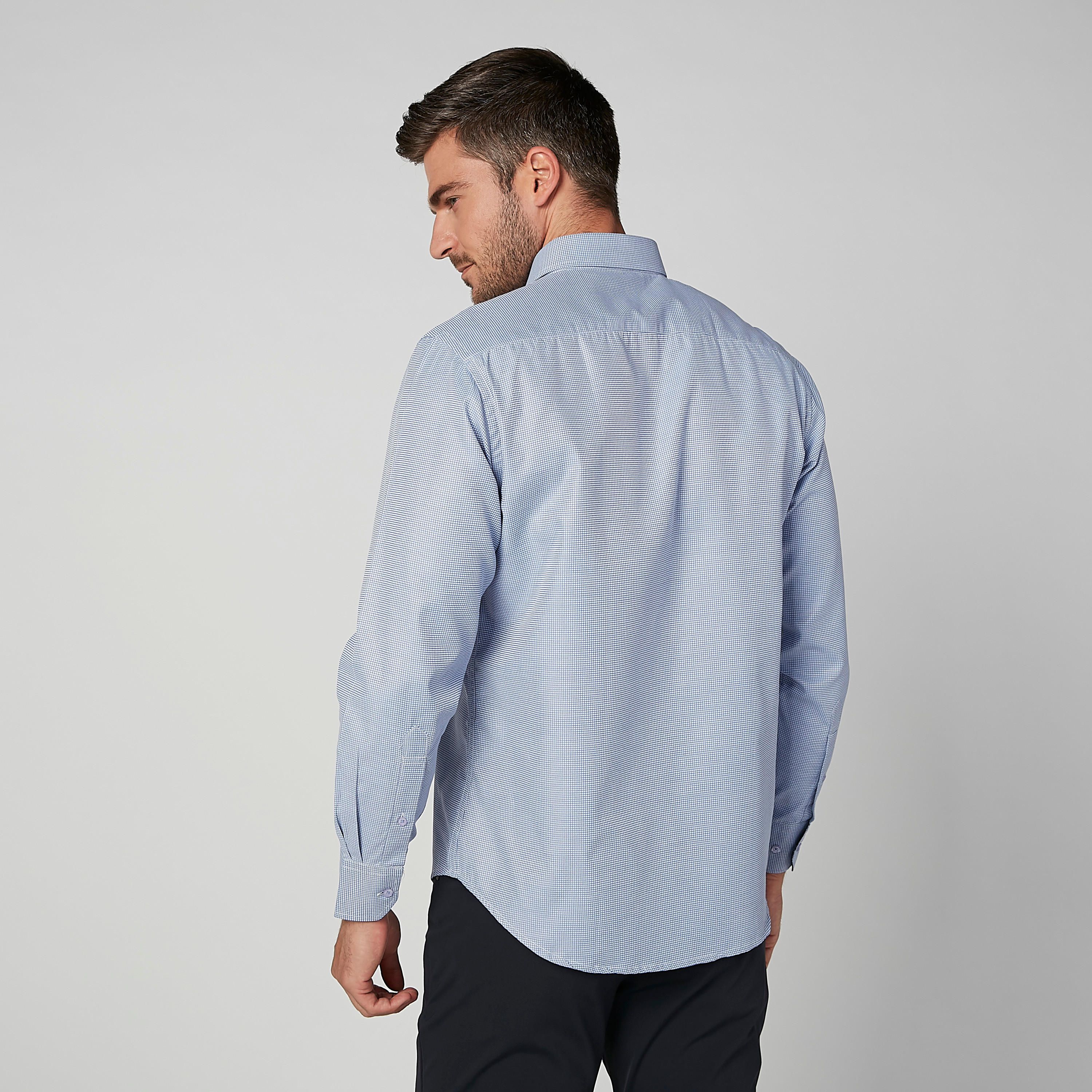 قميص مربعات سهل الكي بأكمام طويلة وجيب خارجي-men-clothing-shirts-image-1