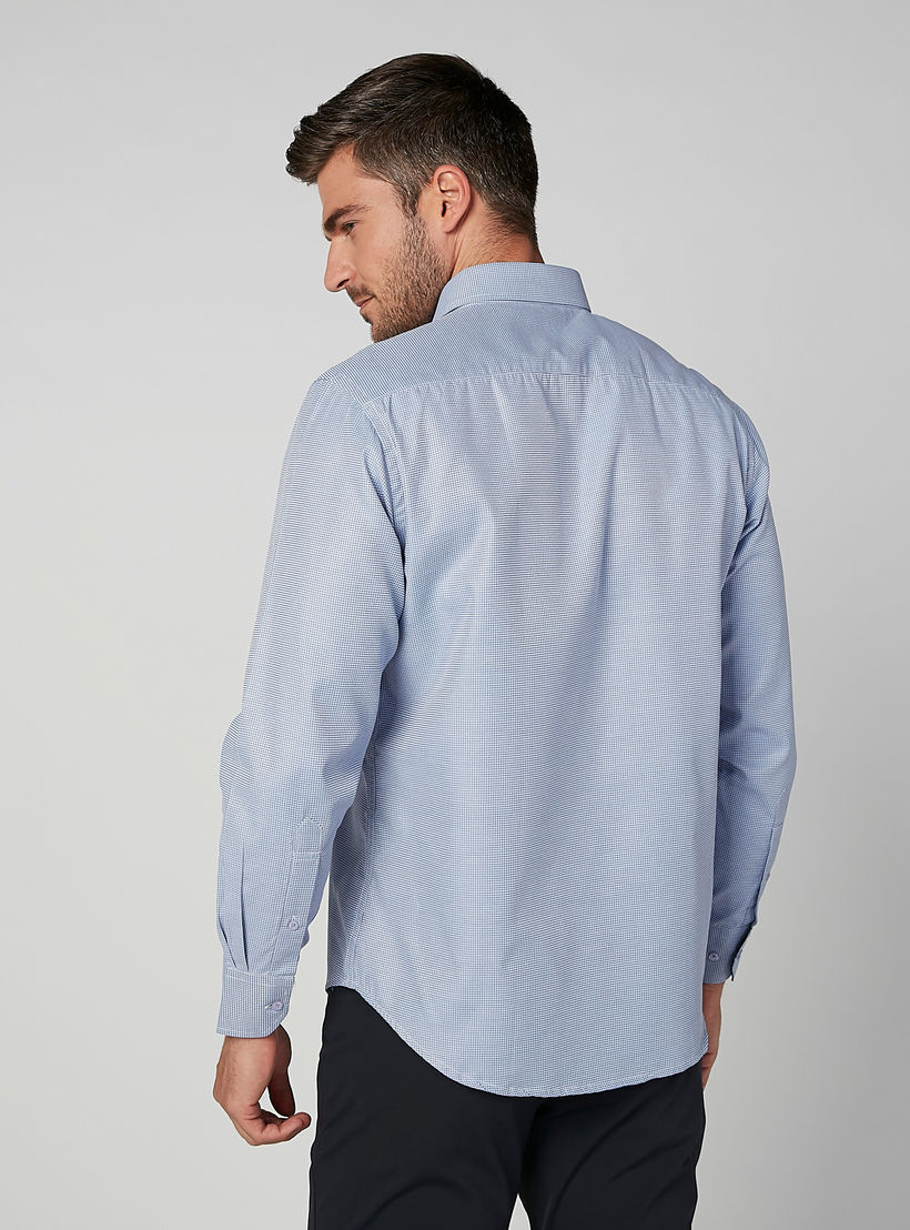 قميص مربعات سهل الكي بأكمام طويلة وجيب خارجي-men-clothing-shirts-image-1