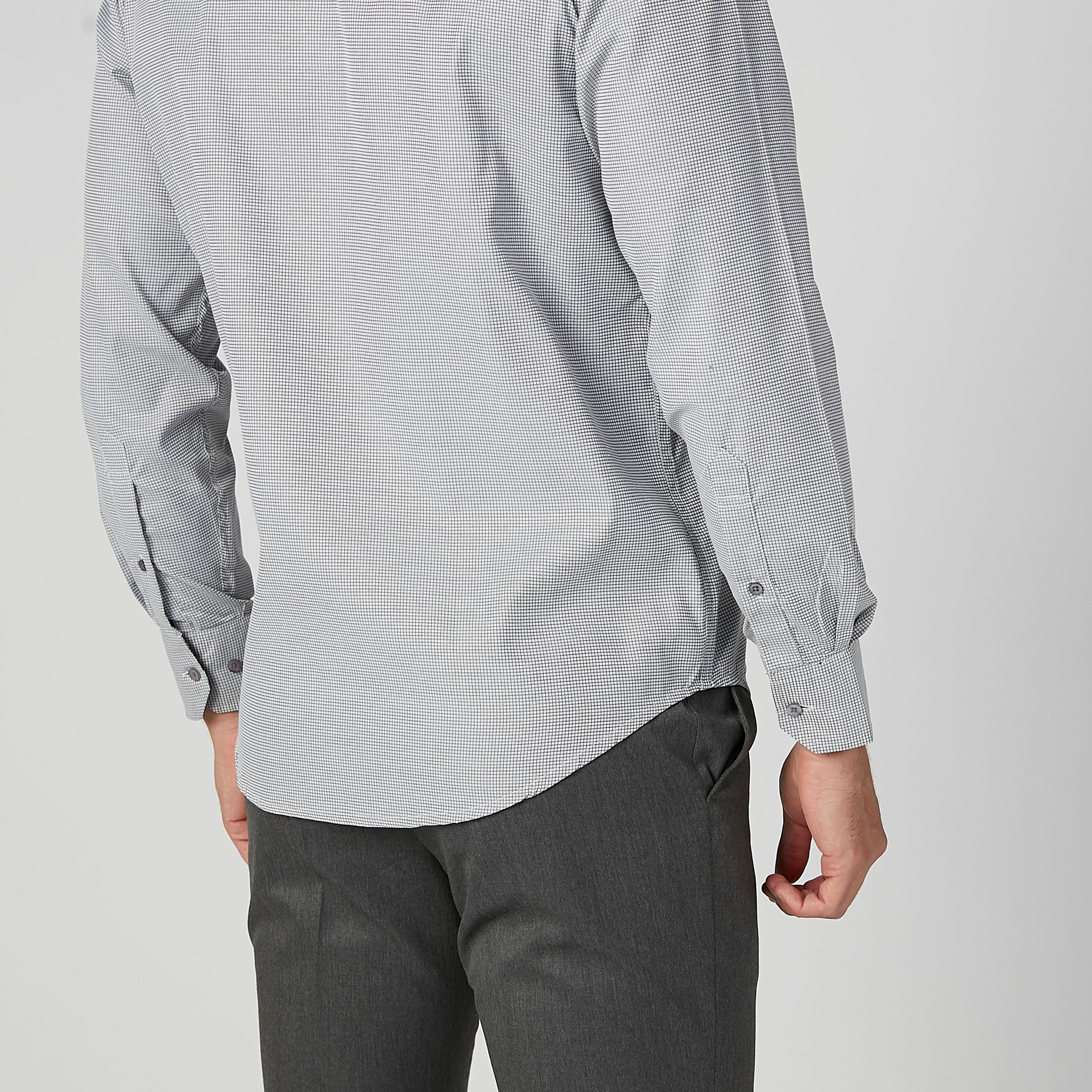 قميص مربعات سهل الكي بأكمام طويلة وجيب على الصدر-men-clothing-shirts-image-4