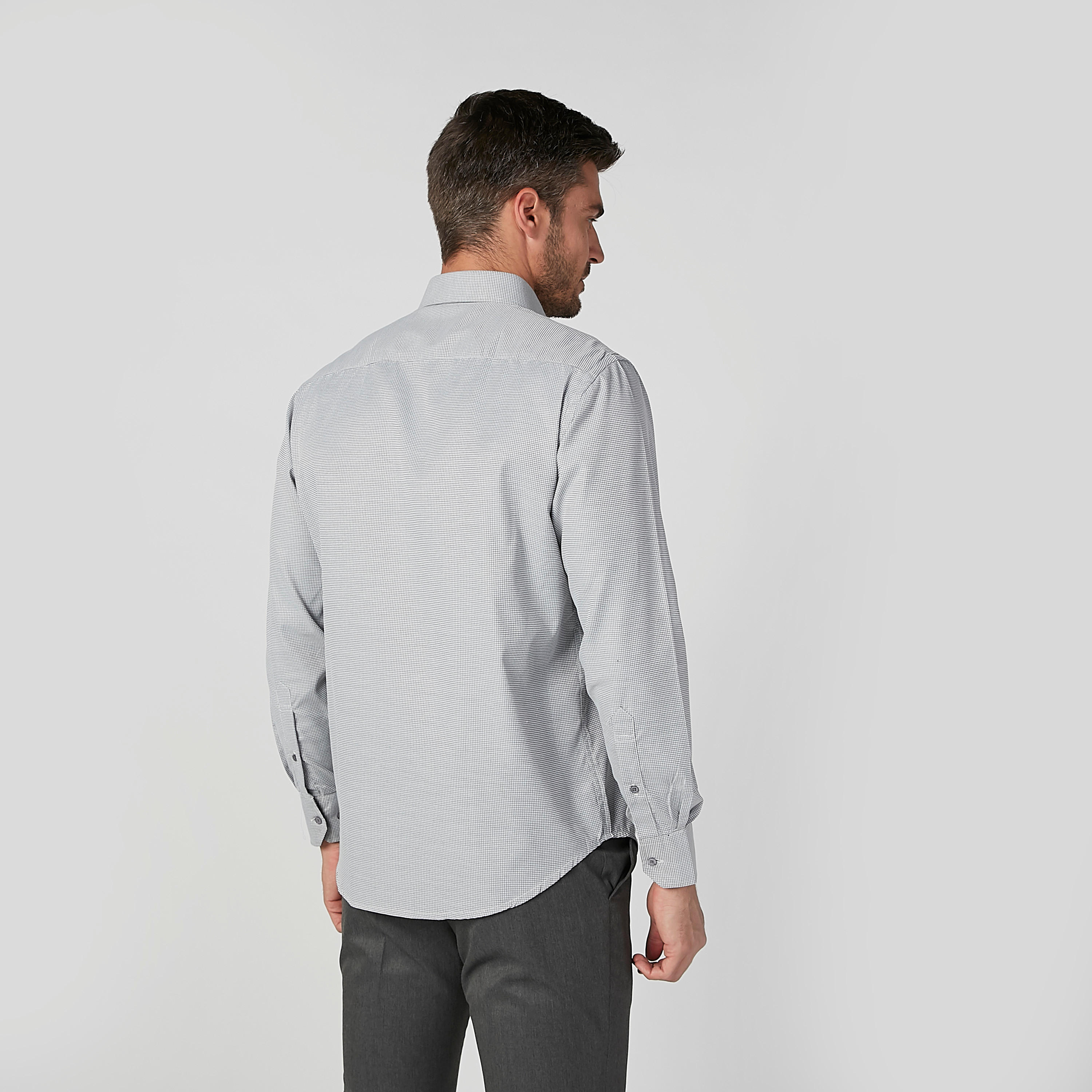 قميص مربعات سهل الكي بأكمام طويلة وجيب على الصدر-men-clothing-shirts-image-6