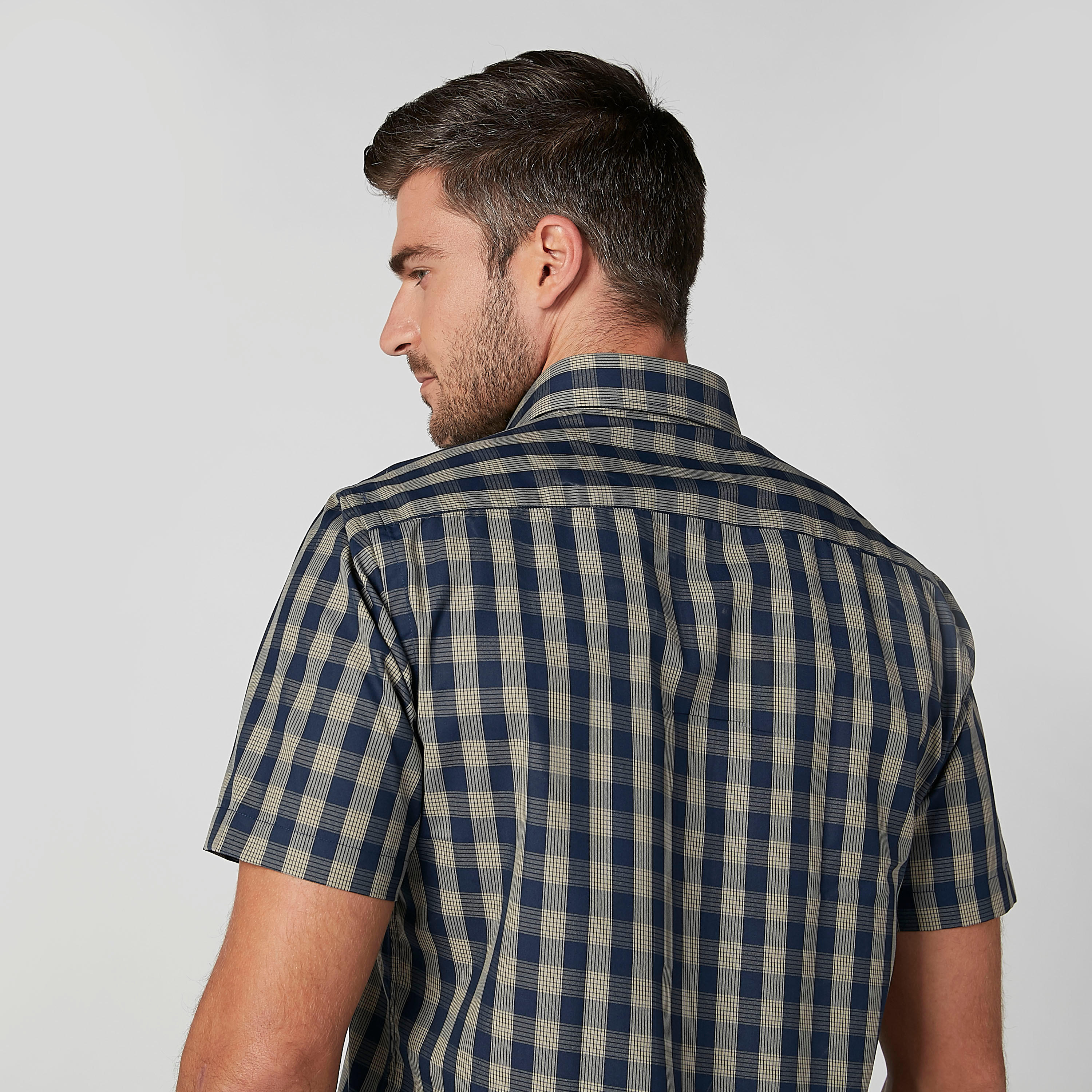 قميص مربعات سهل الكي بأكمام قصيرة وجيب خارجي-men-clothing-shirts-image-4