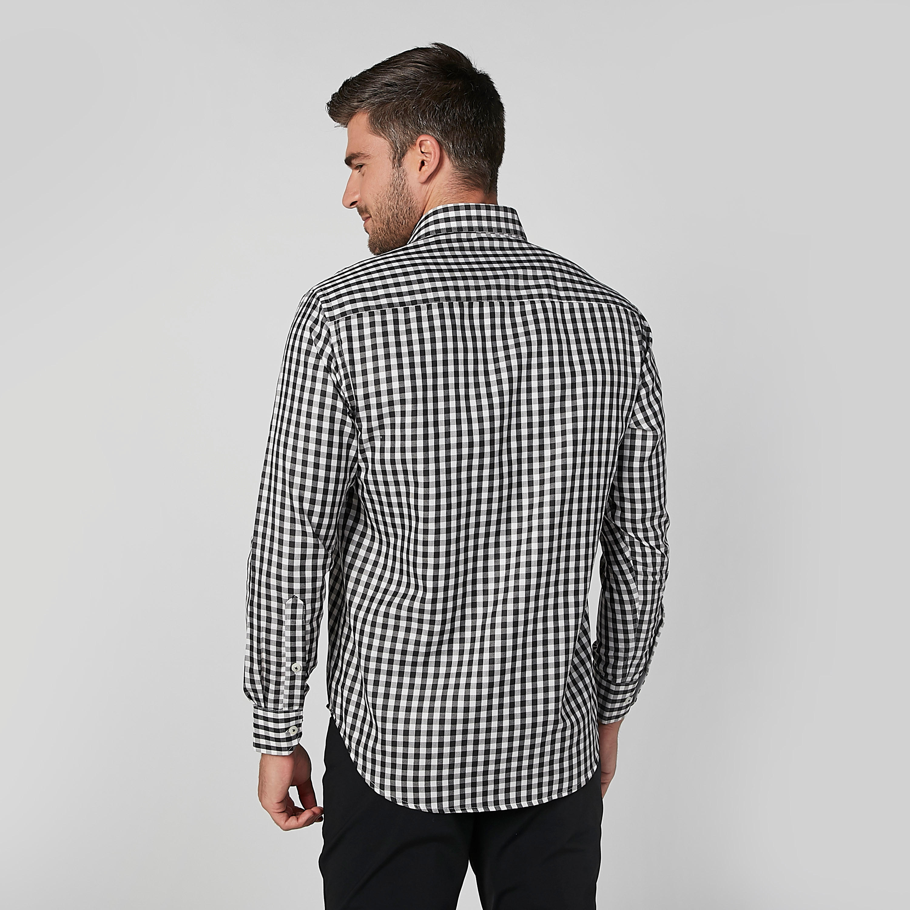 قميص مربعات سهل الكي بأكمام طويلة وجيب خارجي-men-clothing-shirts-image-4