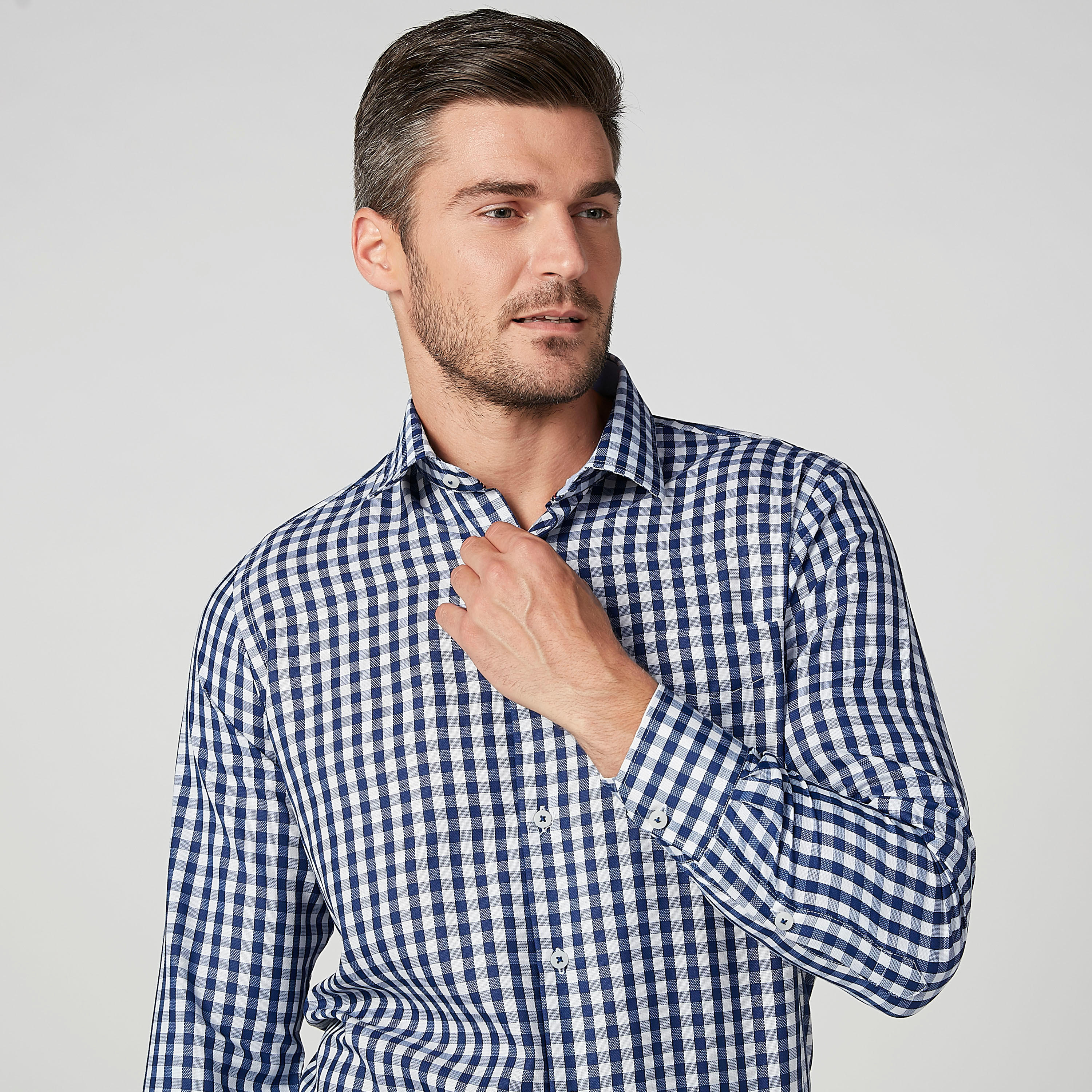 قميص مربعات سهل الكي بأكمام طويلة وجيب خارجي-men-clothing-shirts-image-3