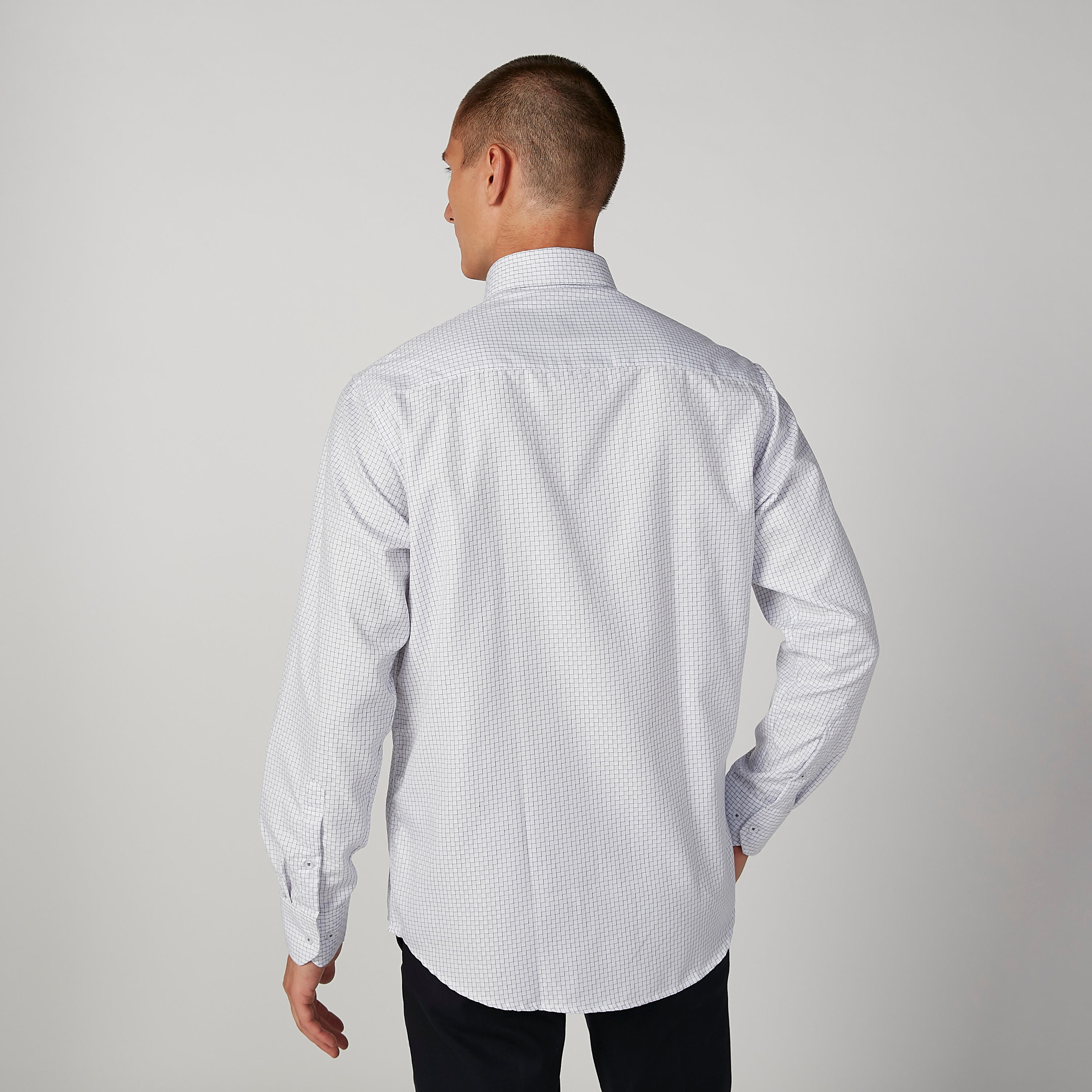 Easy Iron Checked Shirt with Spread Collar and Long Sleeves-men-clothing-shirts-image-2
