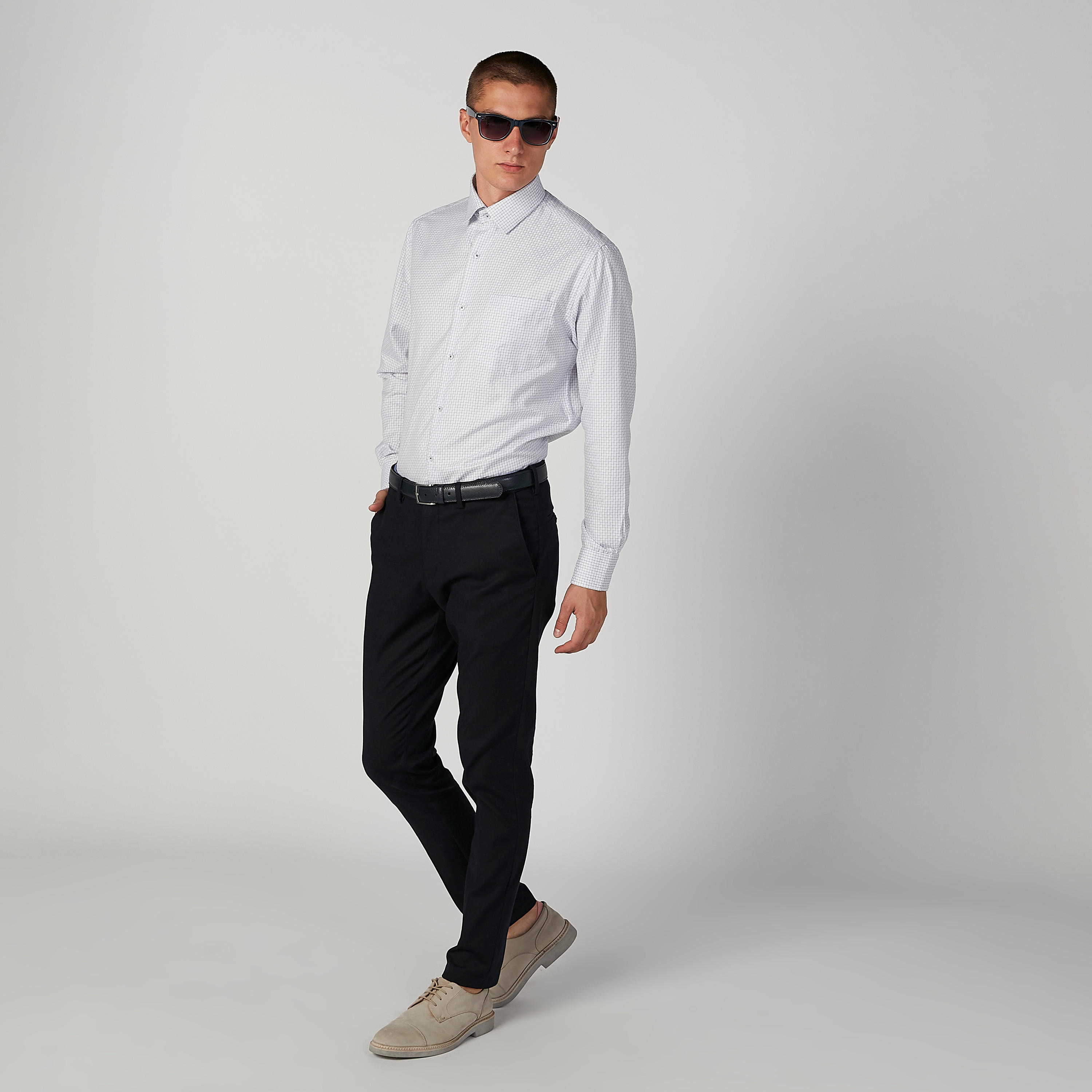 Easy Iron Checked Shirt with Spread Collar and Long Sleeves-men-clothing-shirts-image-3