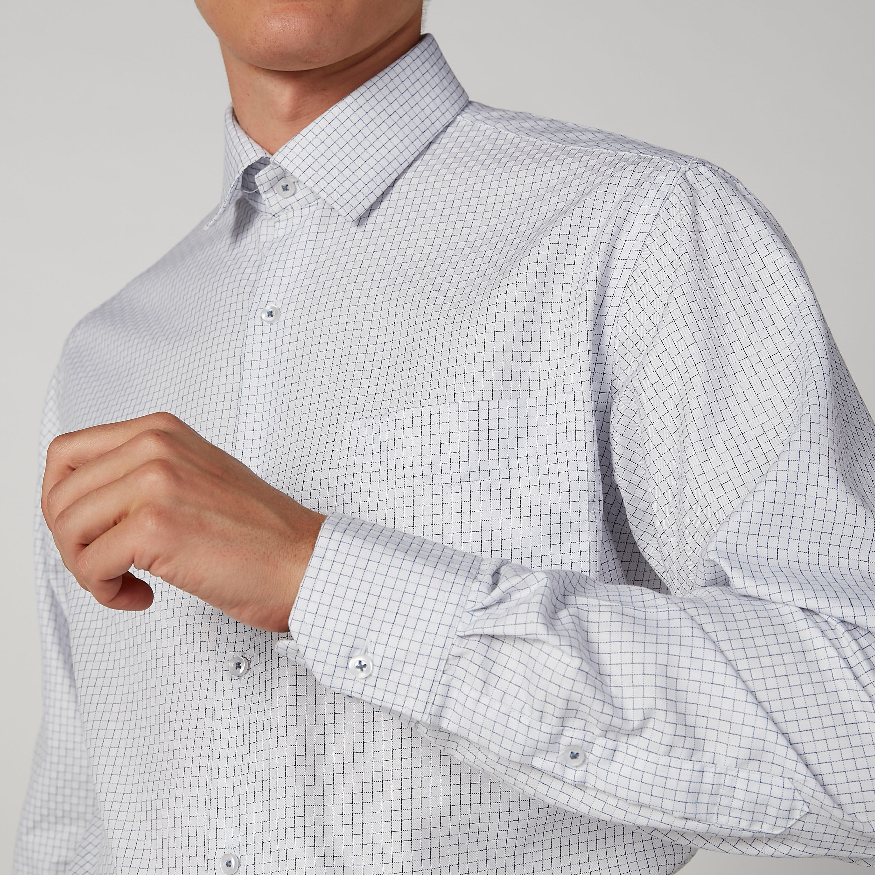 Easy Iron Checked Shirt with Spread Collar and Long Sleeves-men-clothing-shirts-image-4
