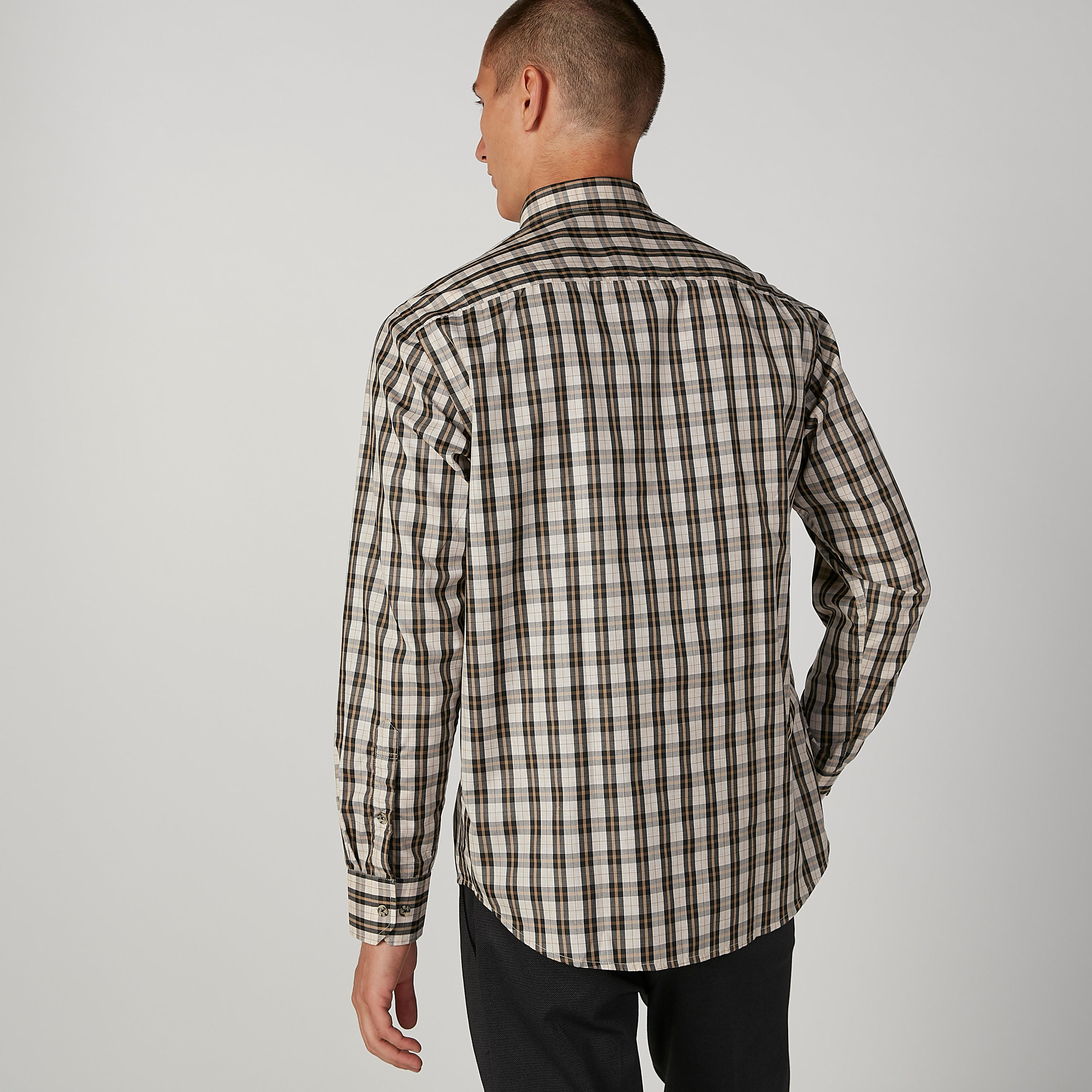 قميص مربعات سهل الكي بياقة عادية وأكمام طويلة-men-clothing-shirts-image-2