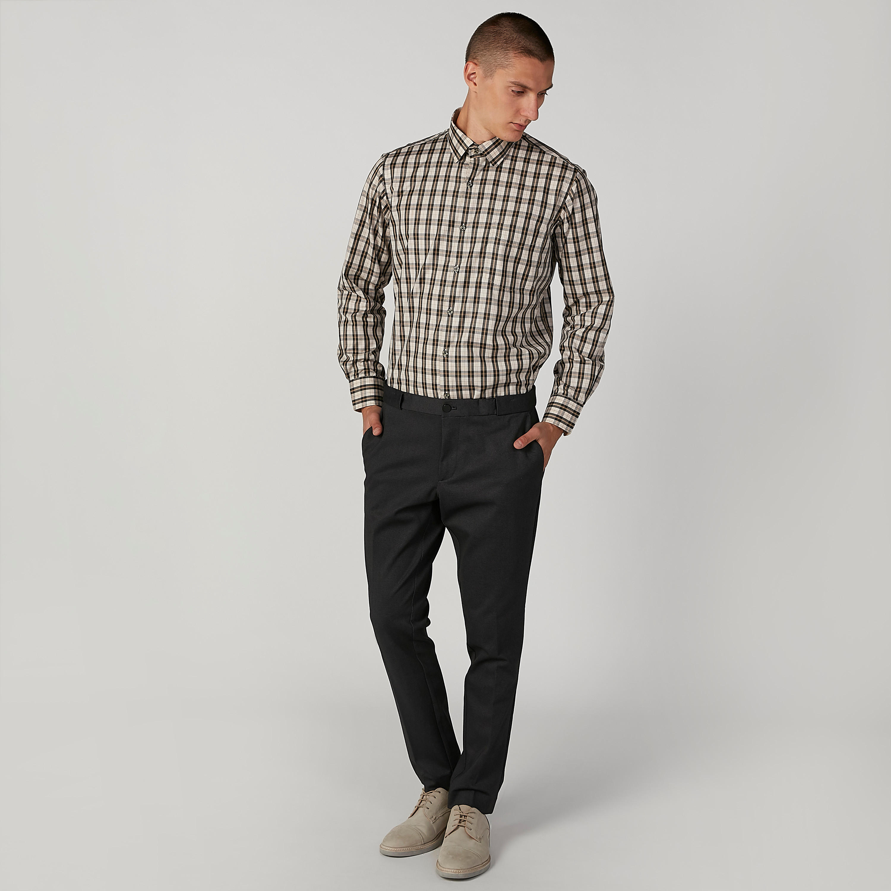 قميص مربعات سهل الكي بياقة عادية وأكمام طويلة-men-clothing-shirts-image-3