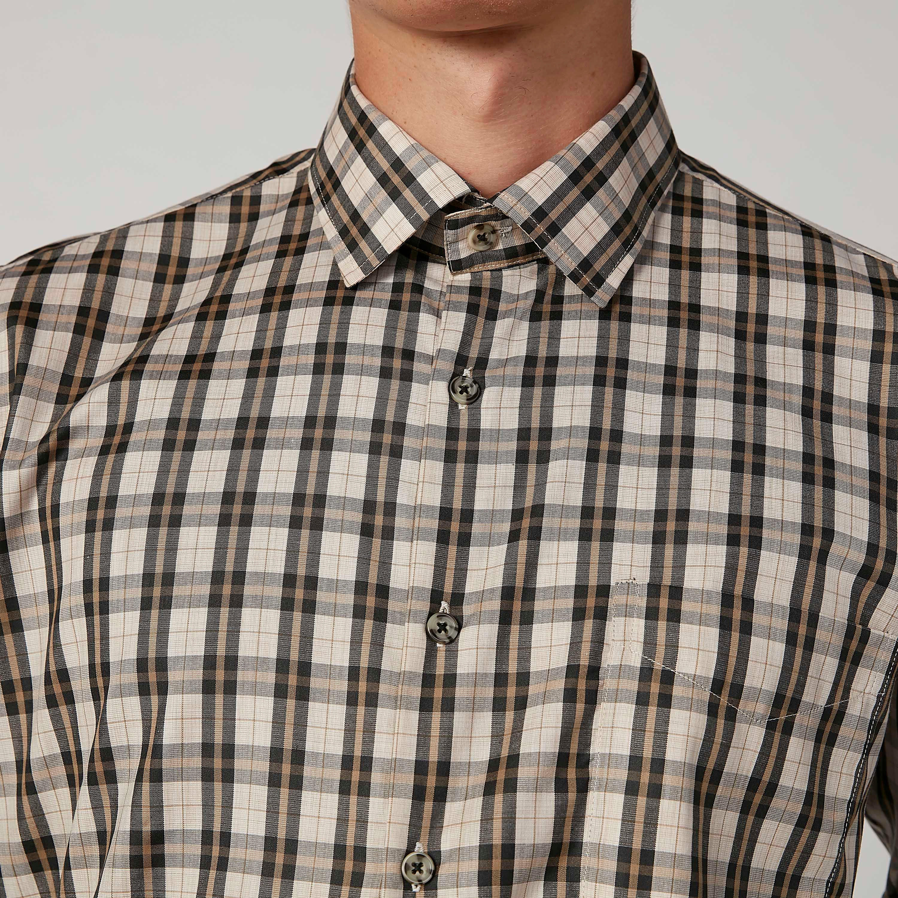 قميص مربعات سهل الكي بياقة عادية وأكمام طويلة-men-clothing-shirts-image-6