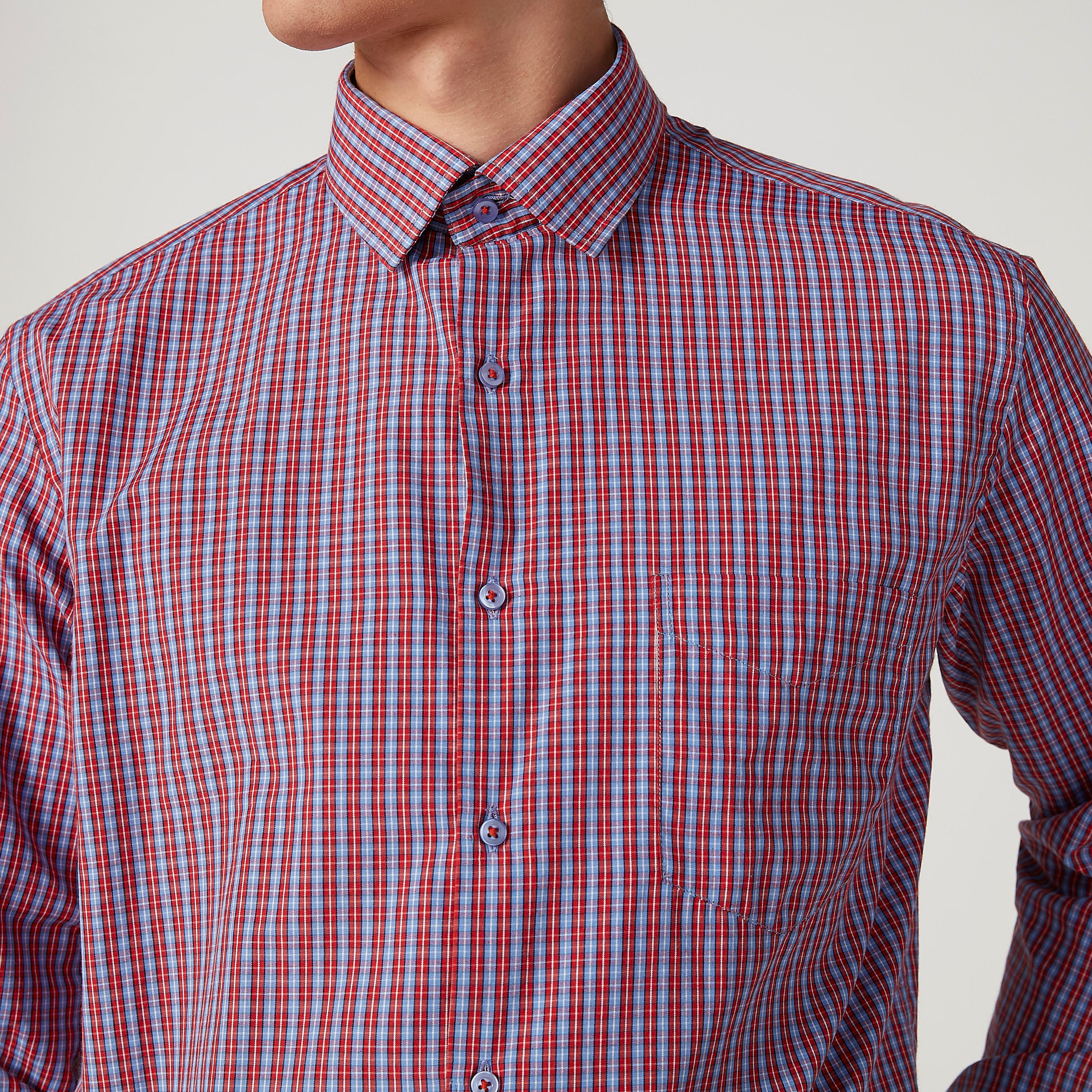 Easy Iron Checked Shirt with Long Sleeves and Spread Collar-men-clothing-shirts-image-3