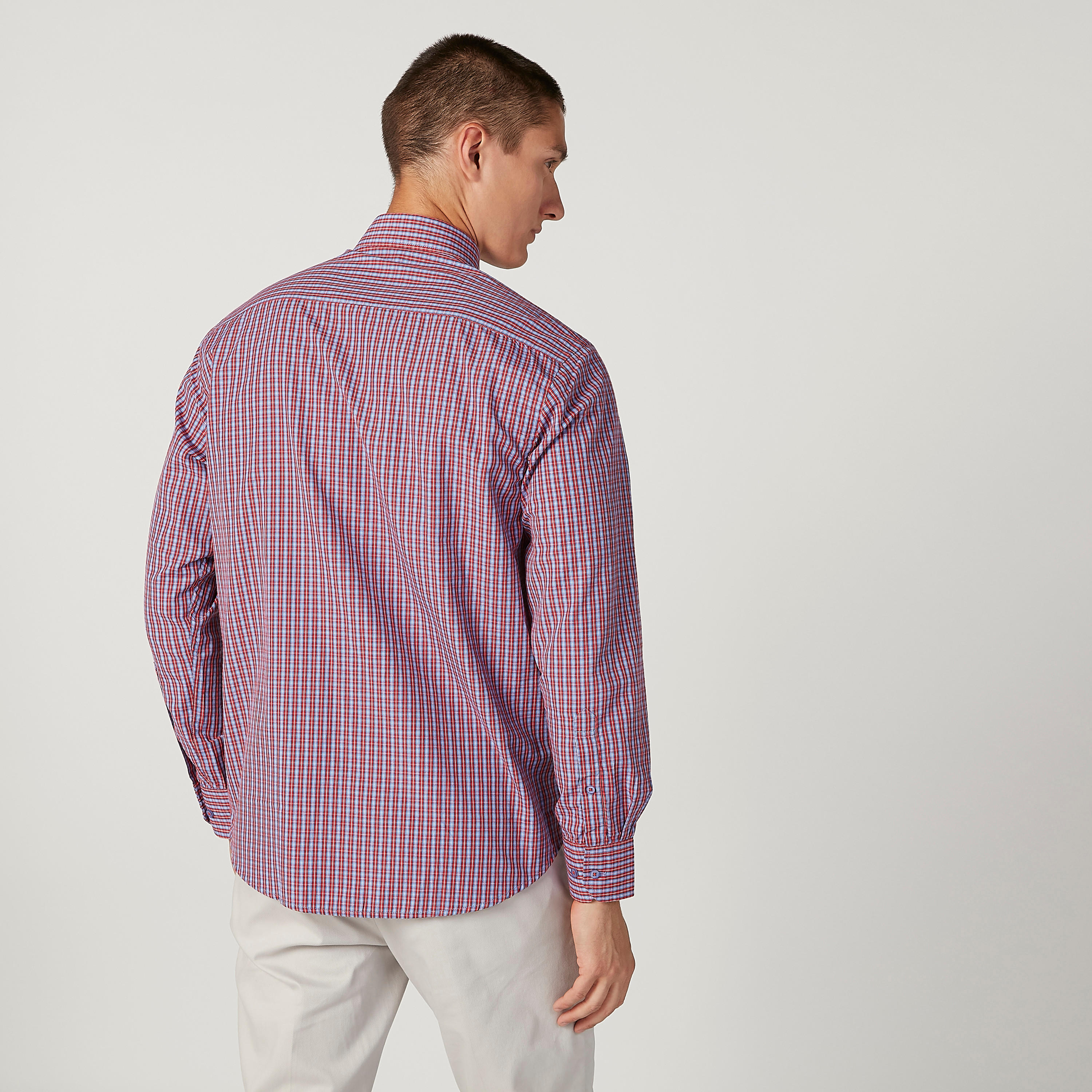 Easy Iron Checked Shirt with Long Sleeves and Spread Collar-men-clothing-shirts-image-4