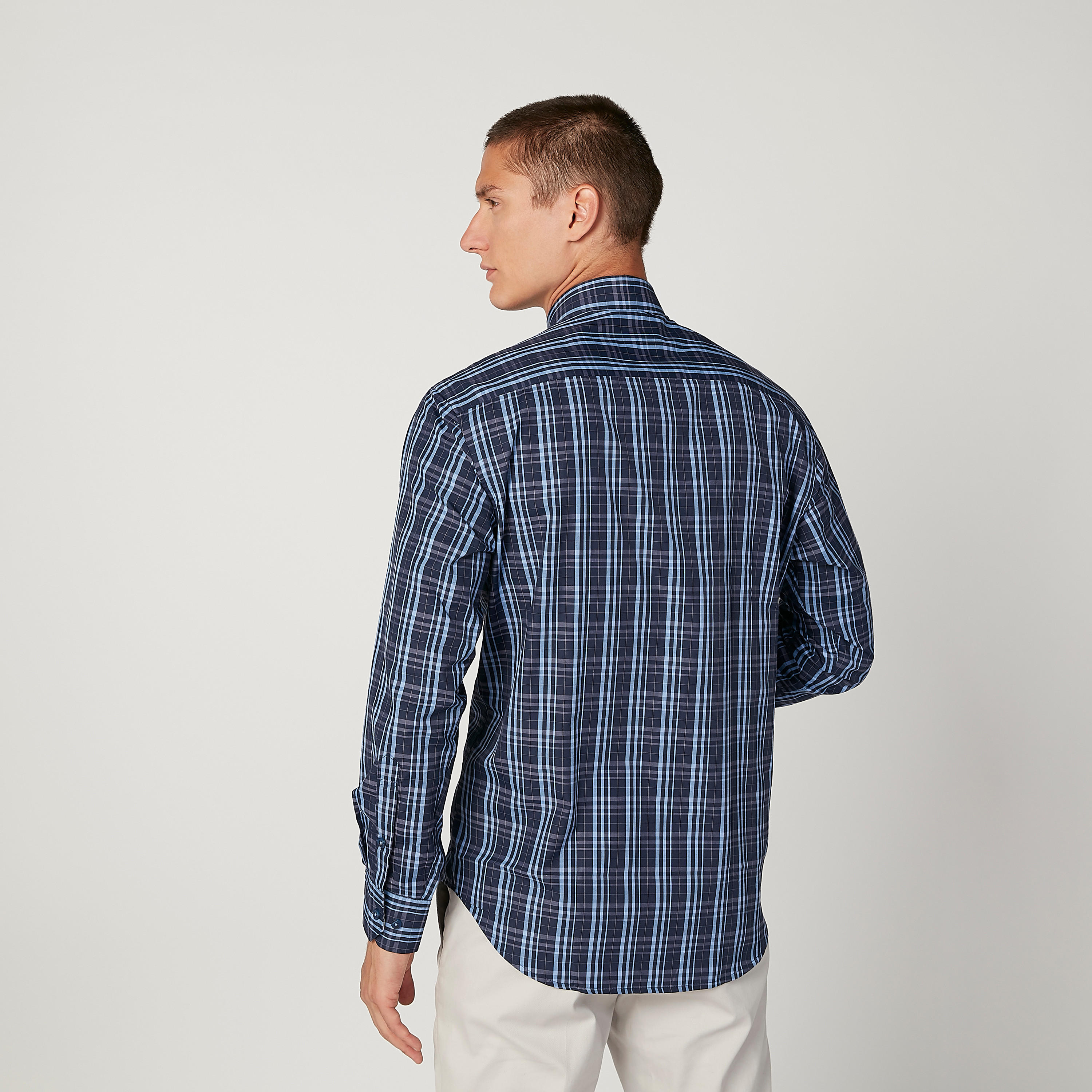Easy Iron Checked Shirt with Long Sleeves and Spread Collar-men-clothing-shirts-image-4
