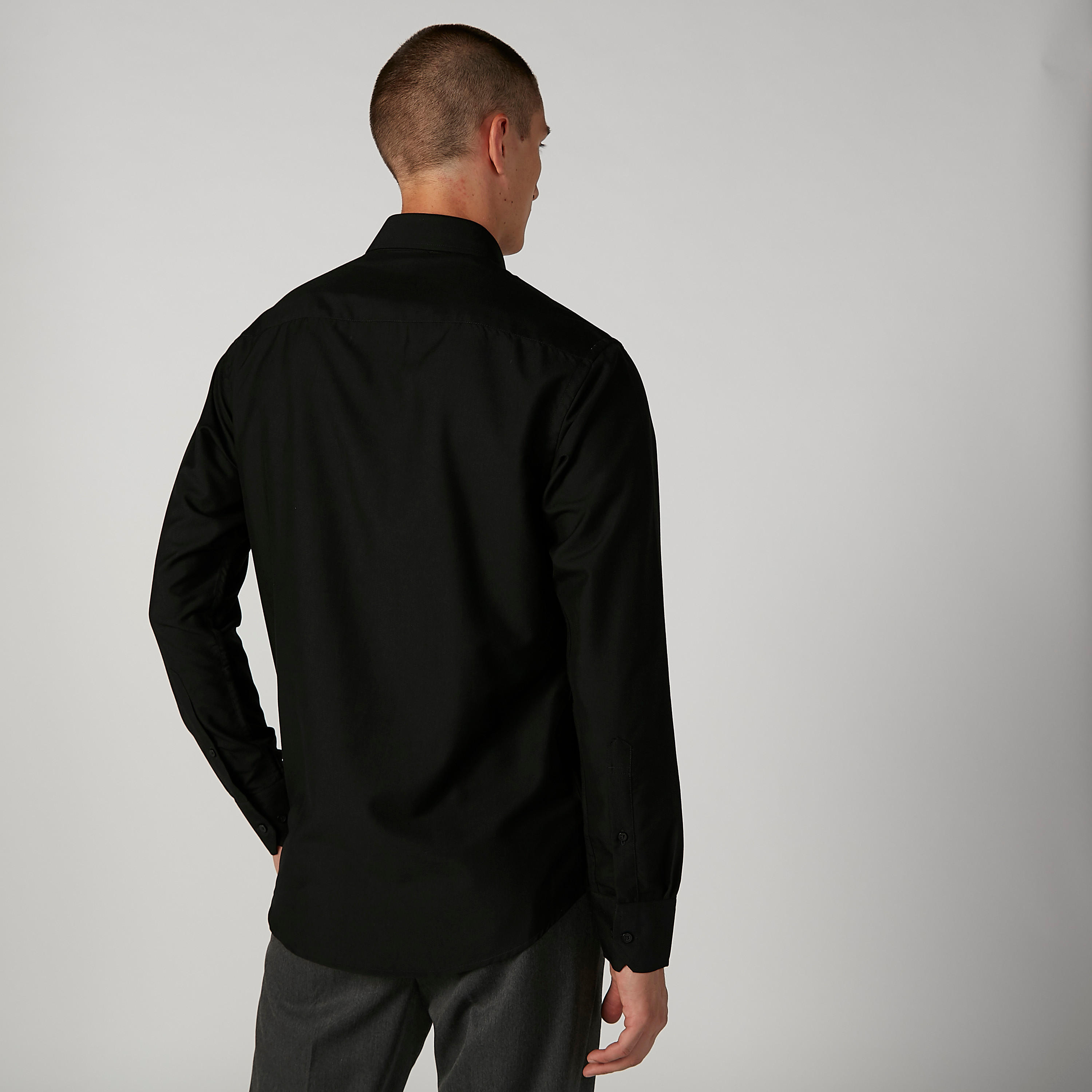 Easy Iron Solid Shirt with Spread Collar and Long Sleeves-men-clothing-shirts-image-2