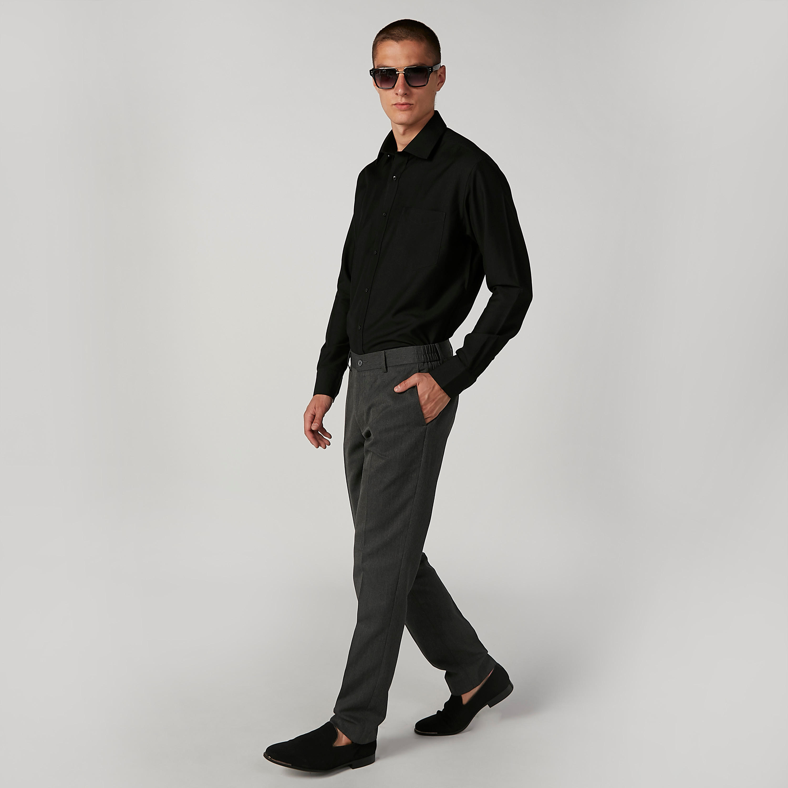 Easy Iron Solid Shirt with Spread Collar and Long Sleeves-men-clothing-shirts-image-3