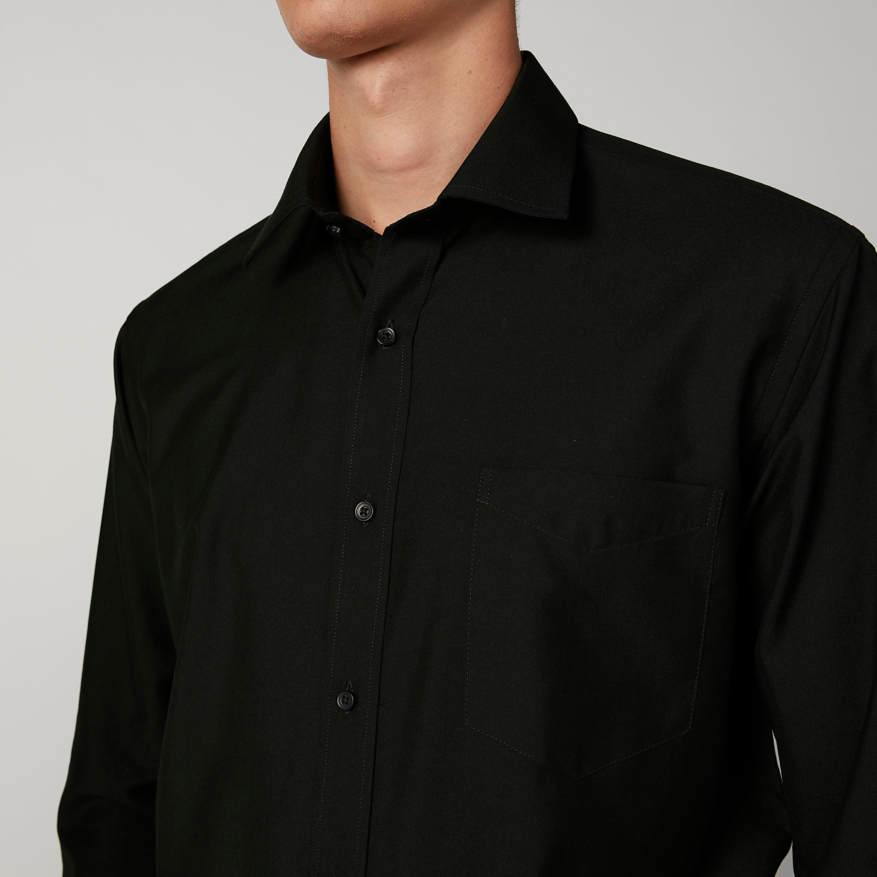 Easy Iron Solid Shirt with Spread Collar and Long Sleeves-men-clothing-shirts-image-4