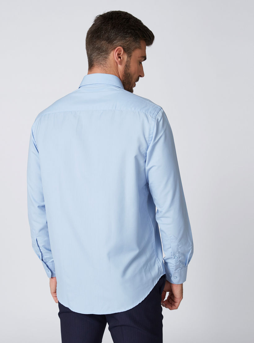 Easy Iron Solid Shirt with Spread Collar and Chest Pocket-men-clothing-shirts-image-3
