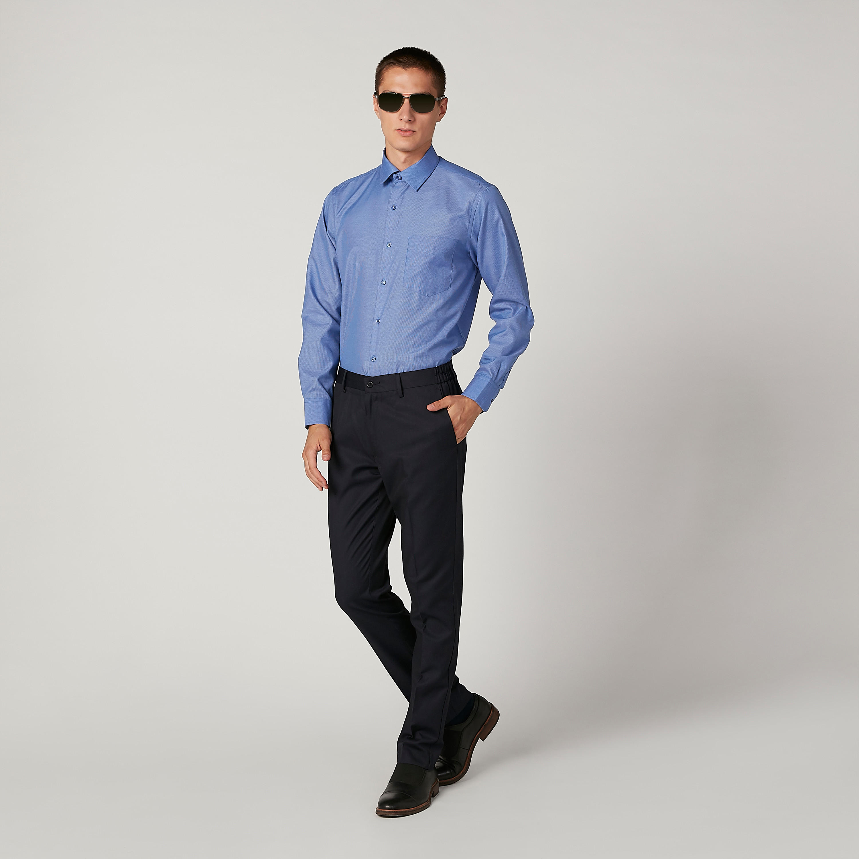 Easy Iron Checked Shirt with Spread Collar and Long Sleeves-men-clothing-shirts-image-2